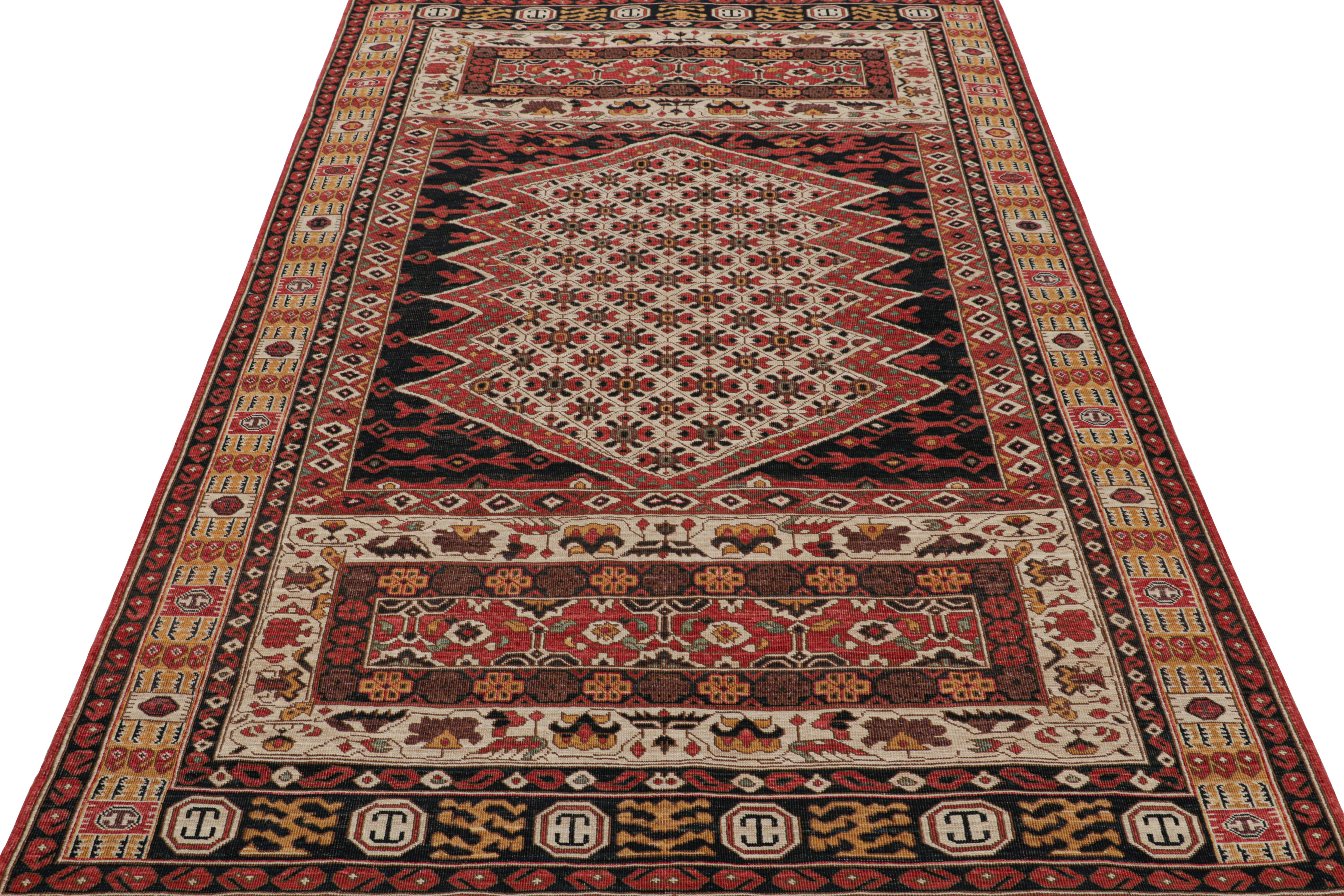 Indian Rug & Kilim’s Afghan Style Rug with Colorful Geometric Patterns and Medallion For Sale