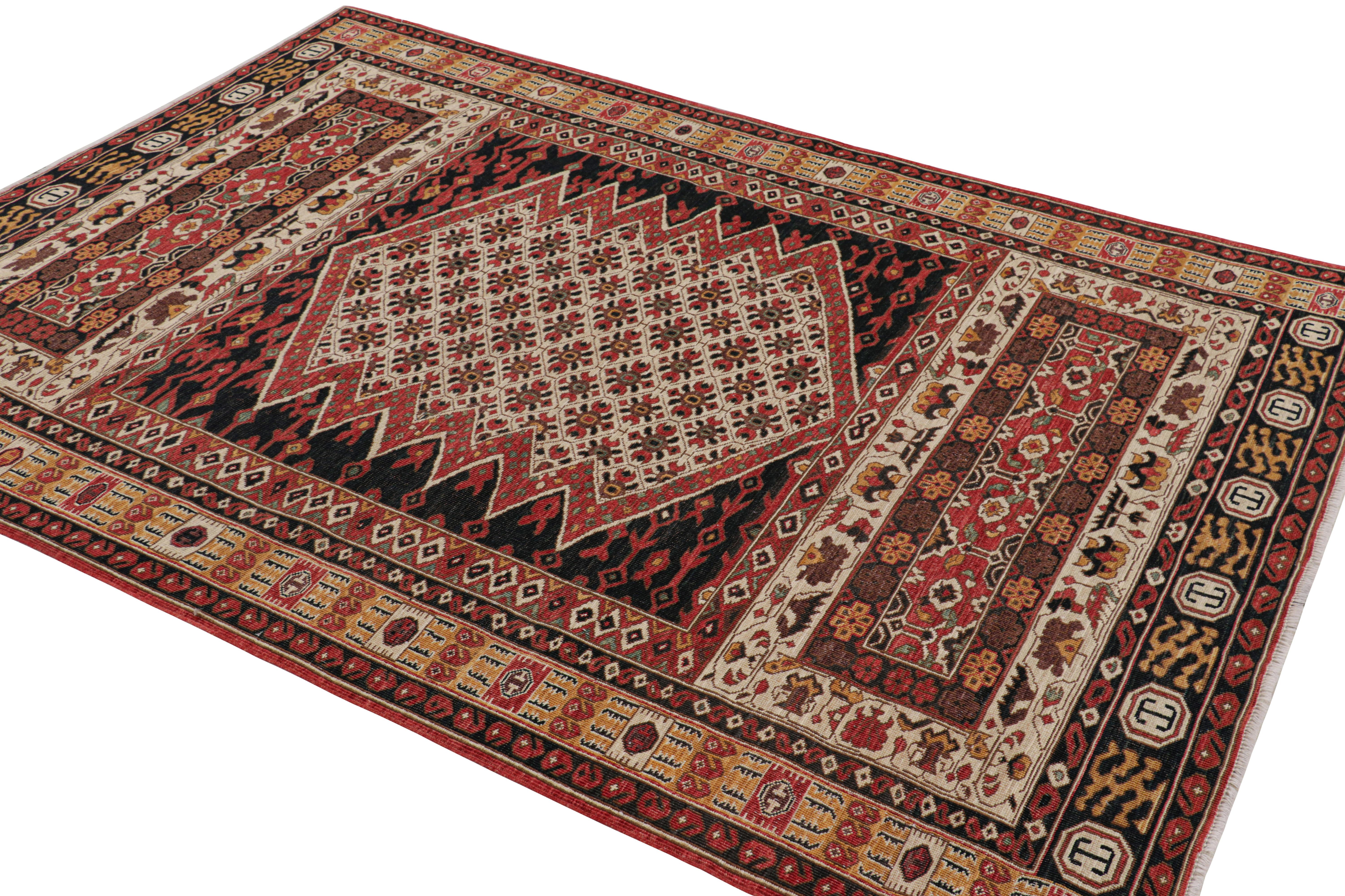 Hand-Knotted Rug & Kilim’s Afghan Style Rug with Colorful Geometric Patterns and Medallion For Sale