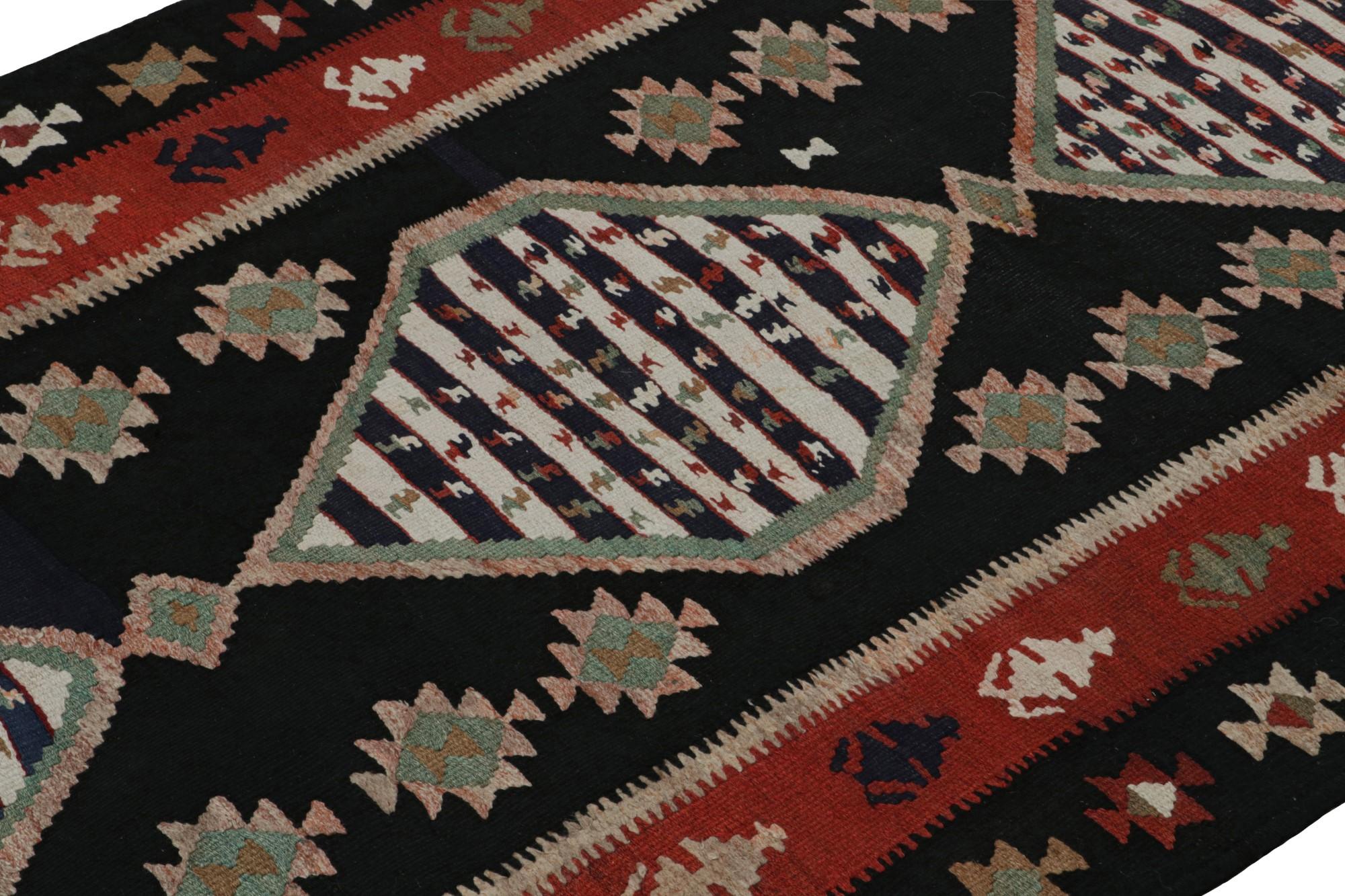 Hand-Knotted Rug & Kilim’s Afghan Tribal Kilim in Blue with Medallions and Geometric Patterns For Sale