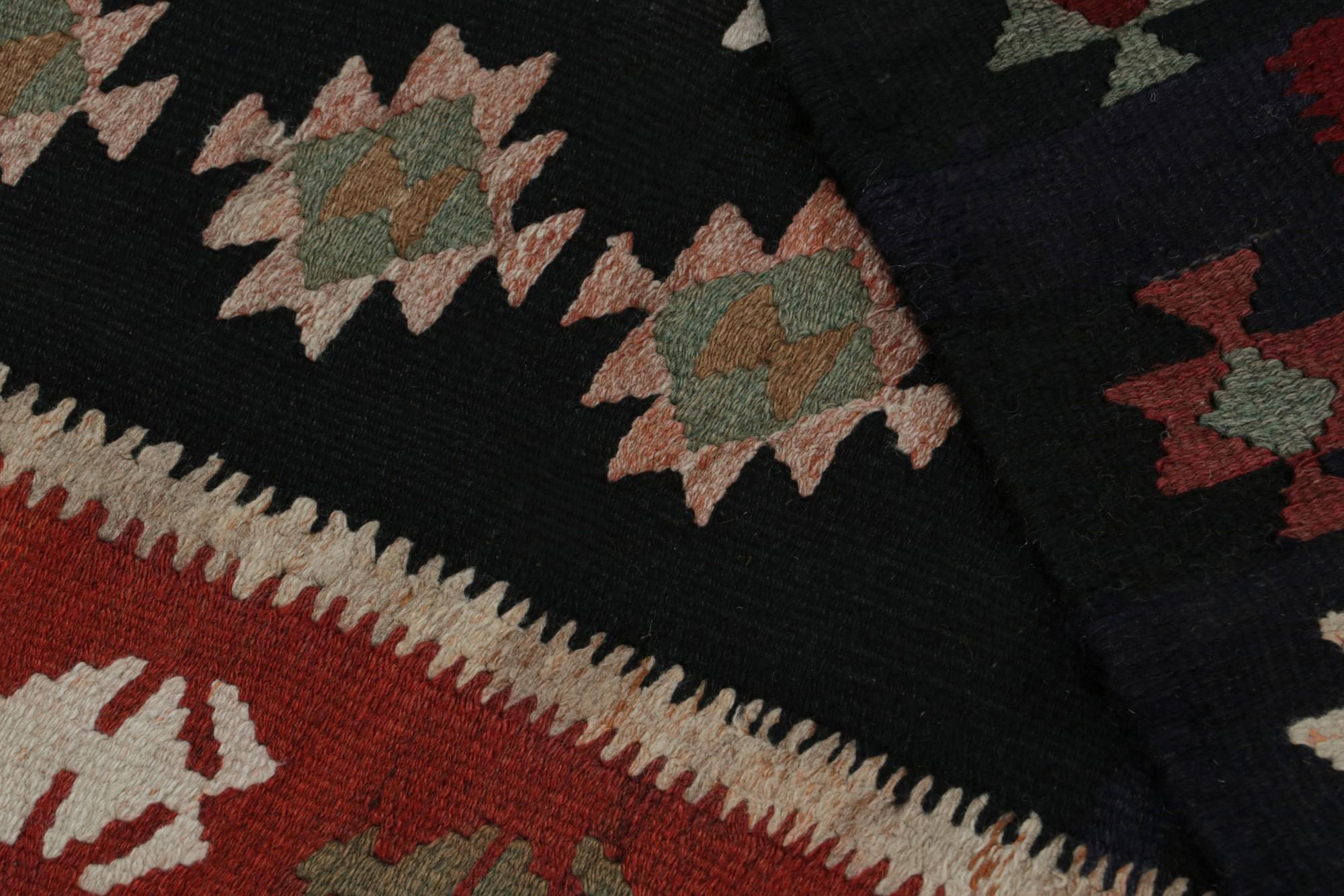 Wool Rug & Kilim’s Afghan Tribal Kilim in Blue with Medallions and Geometric Patterns For Sale