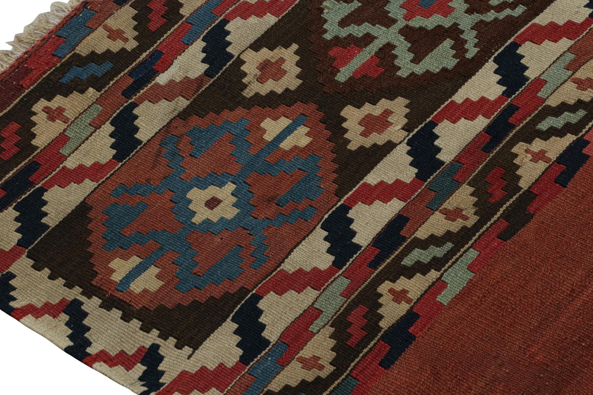 Hand-Knotted Rug & Kilim’s Afghan Tribal Kilim Rug in Red, with Colorful Geometric Patterns For Sale