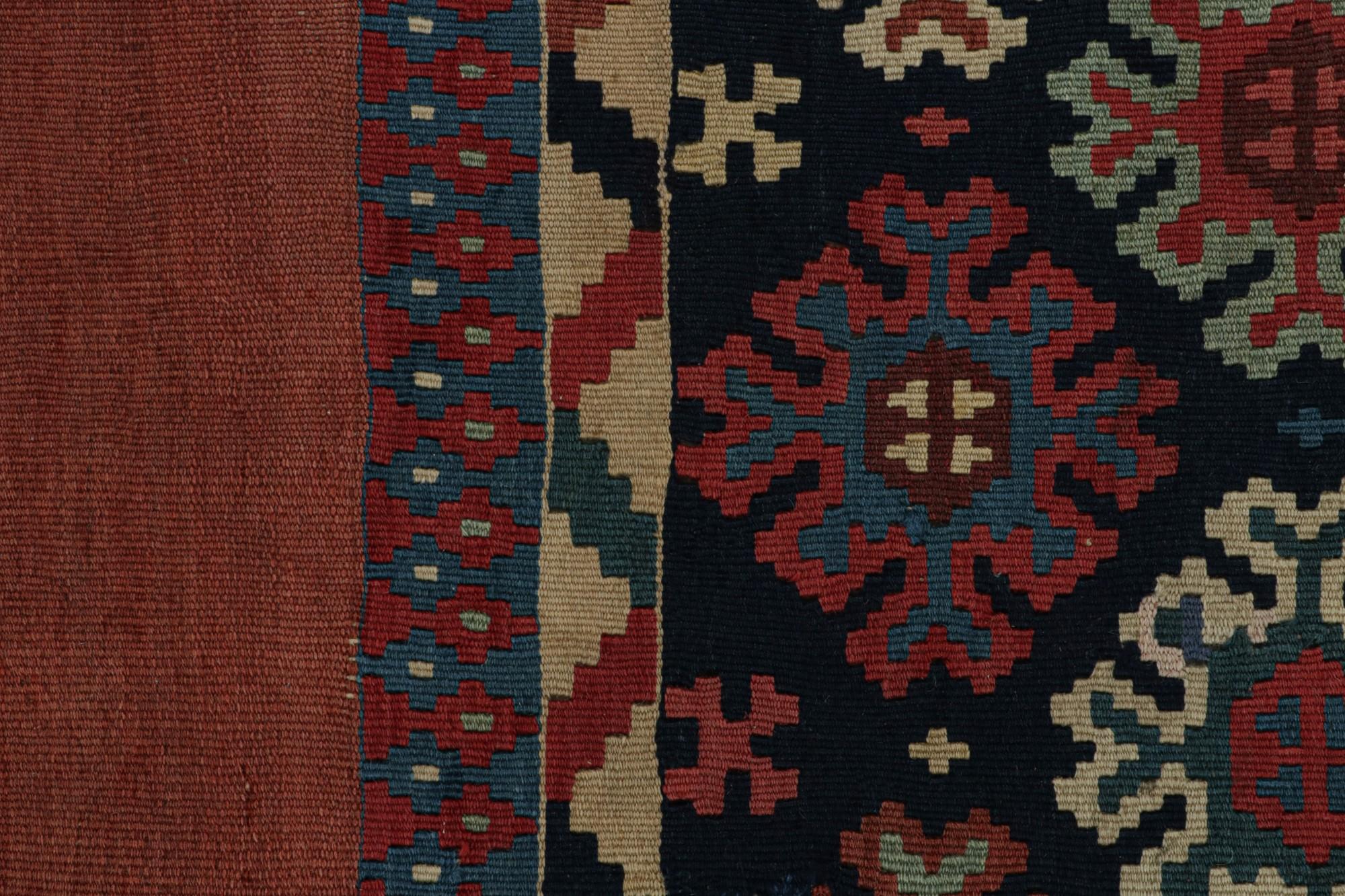 Rug & Kilim’s Afghan Tribal Kilim Rug in Red, with Colorful Geometric Patterns In New Condition For Sale In Long Island City, NY