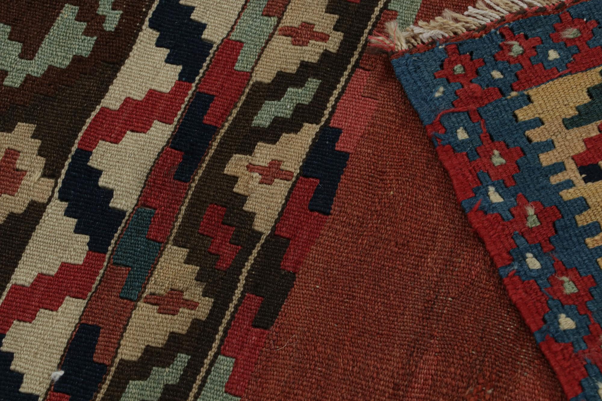 Contemporary Rug & Kilim’s Afghan Tribal Kilim Rug in Red, with Colorful Geometric Patterns For Sale