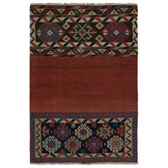 Rug & Kilim’s Afghan Tribal Kilim Rug in Red, with Colorful Geometric Patterns