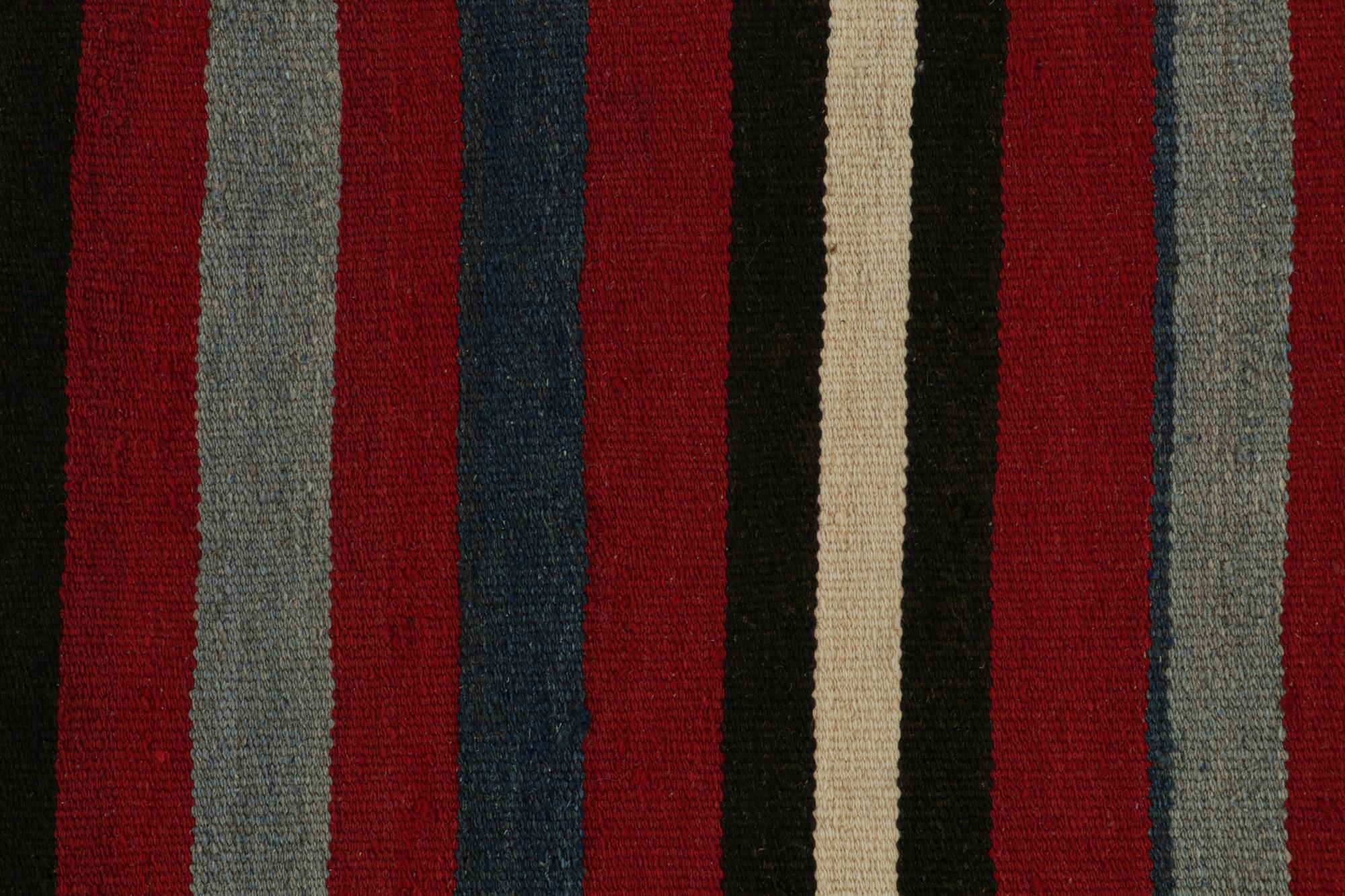 Contemporary Rug & Kilim’s Afghan Tribal Kilim Rug in Red with Geometric Striped Patterns For Sale