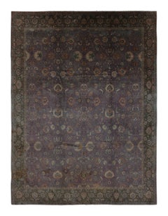 Rug & Kilim: Tappeto ispirato ad Agra, traliccio floreale su campo viola notte