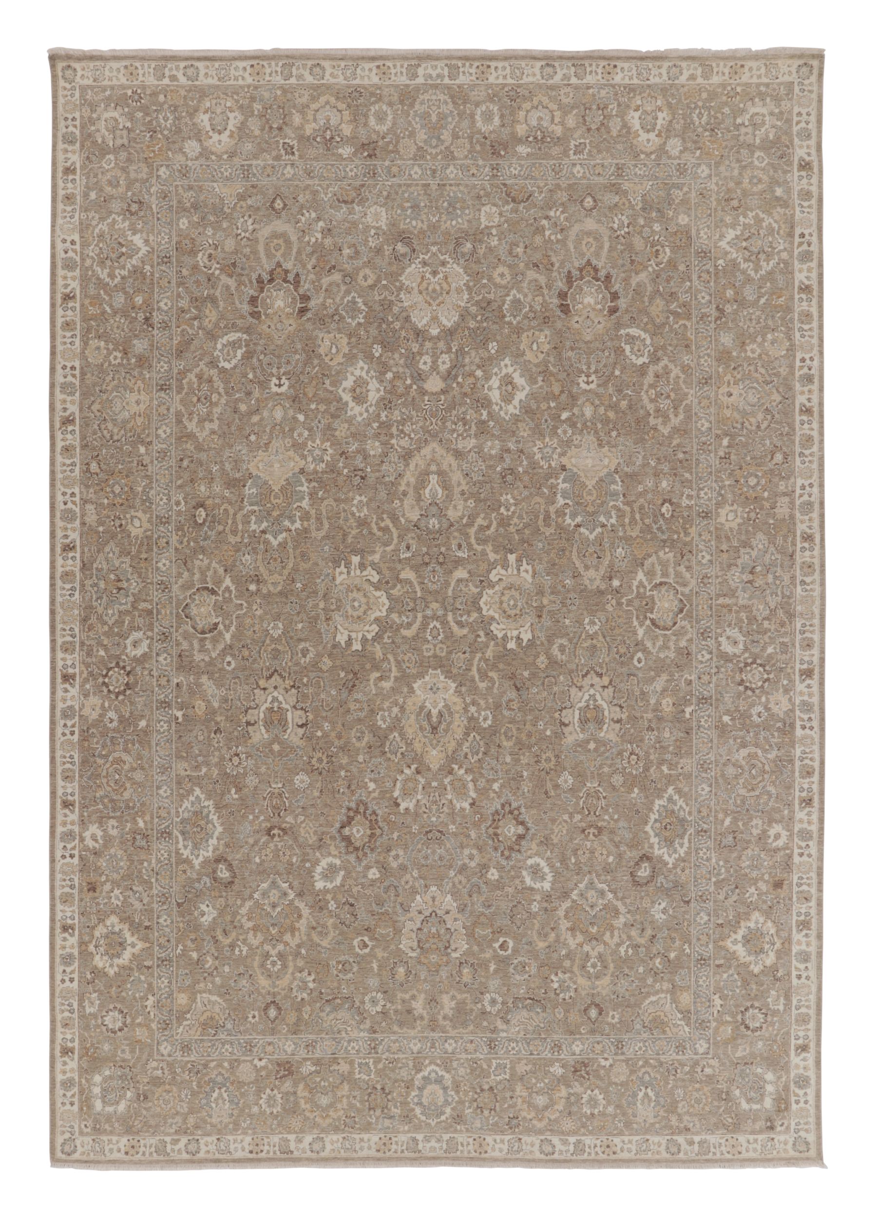 Rug & Kilim’s Agra-Inspired Rug in Beige and Ivory with Floral Patterns