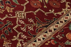 Rug & Kilim’s Agra Style Rug in Red and Green with Trellis Floral Patterns