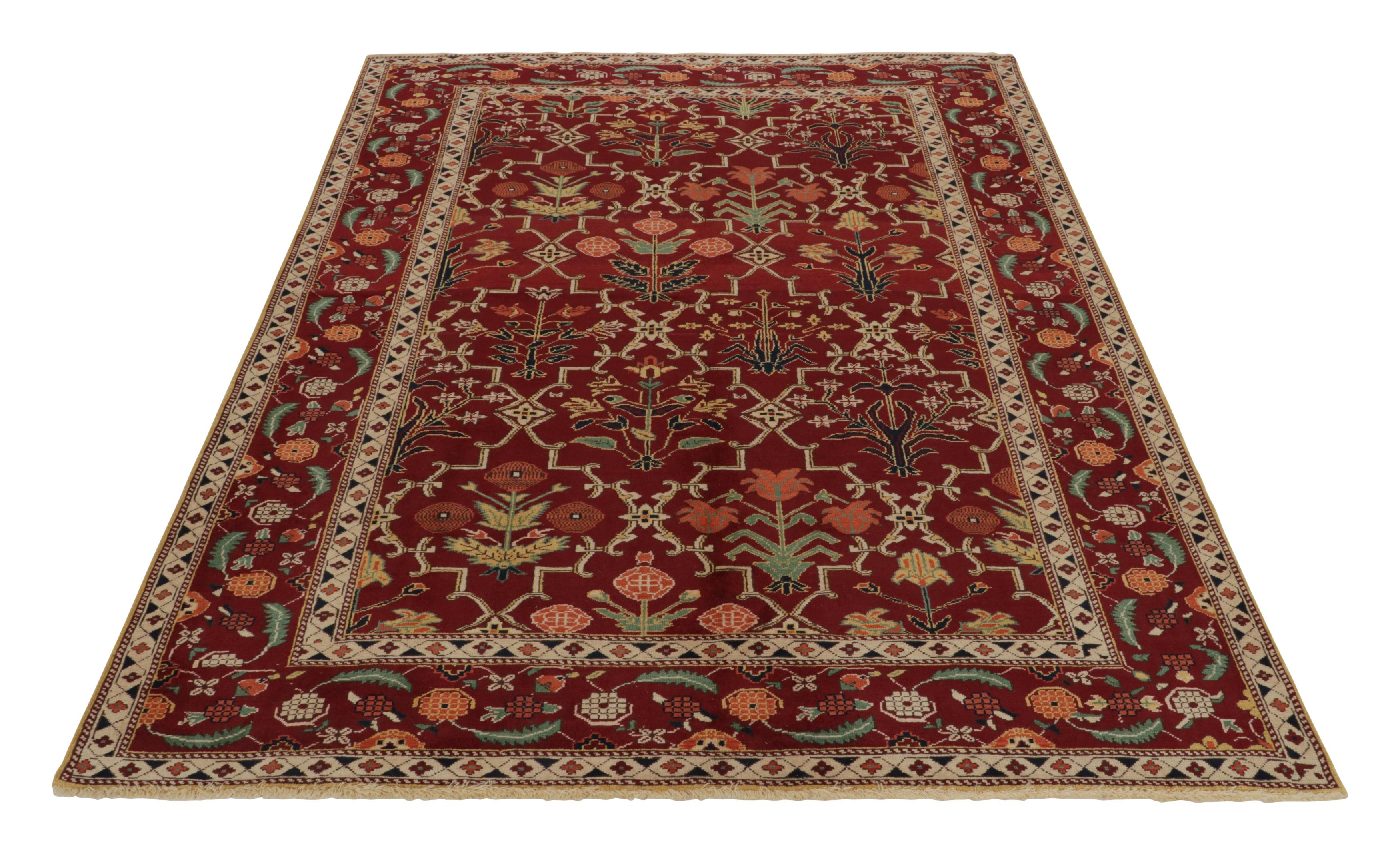 Rug & Kilim’s Agra Style Rug in Red and Green with Trellis Floral Patterns In New Condition For Sale In Long Island City, NY