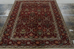 Rug & Kilim’s Agra Style Rug in Red and Green with Trellis Floral Patterns