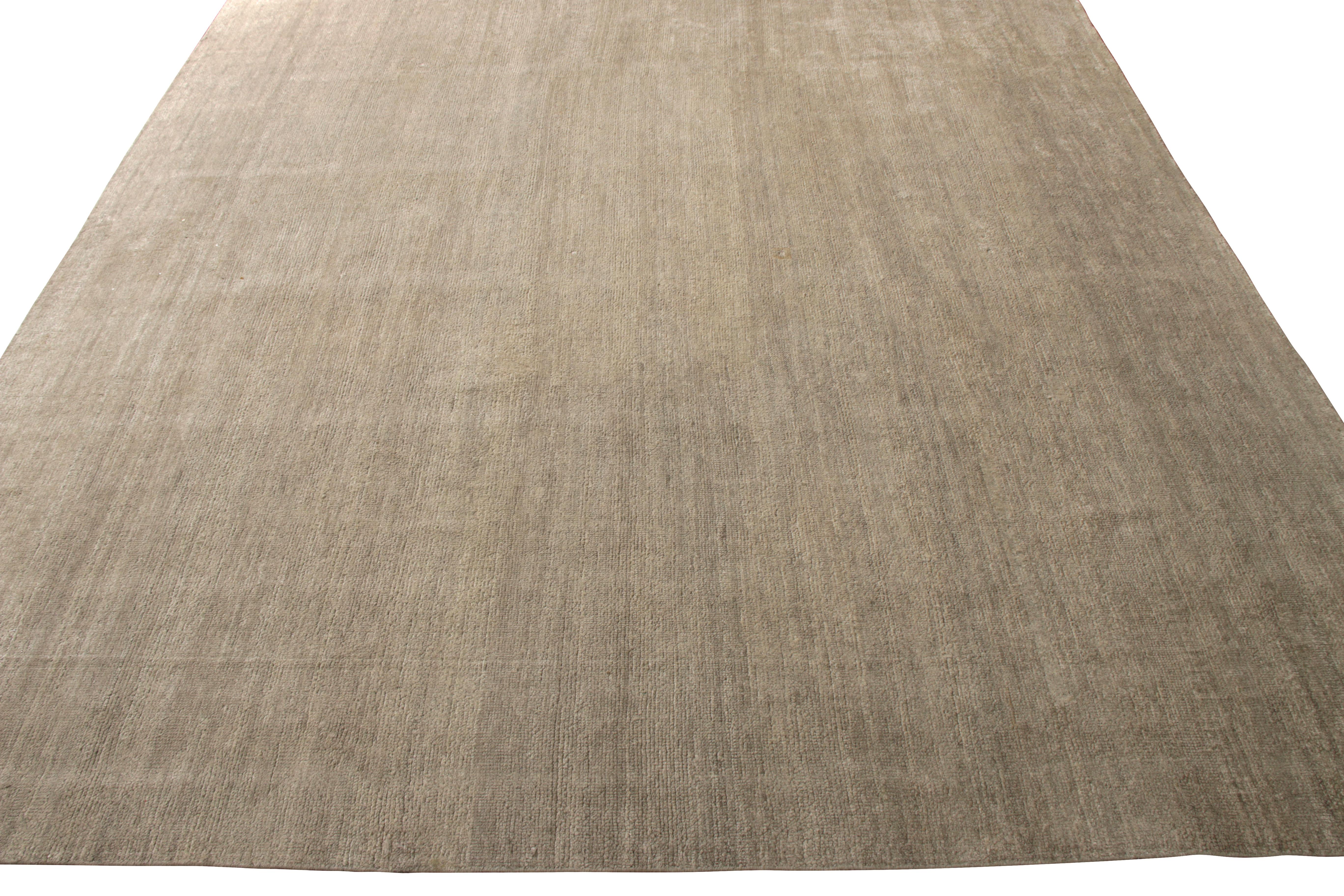 Indian Rug & Kilim's All-Over Modern Rug Silver Gray Silk Texture of Color For Sale