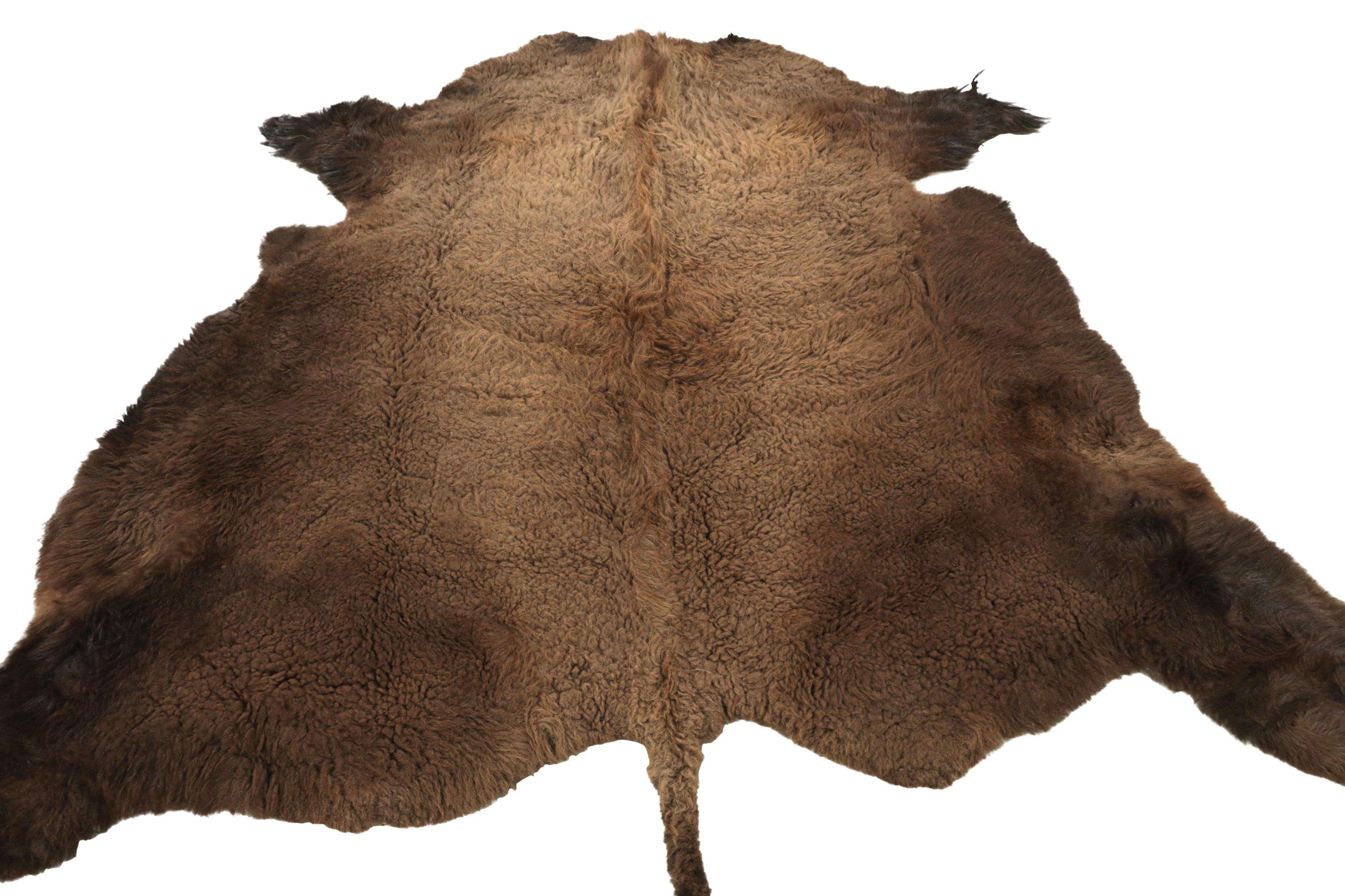 Contemporary Rug & Kilim’s American Bison Hide Fur Rug in Chocolate Brown Tones For Sale