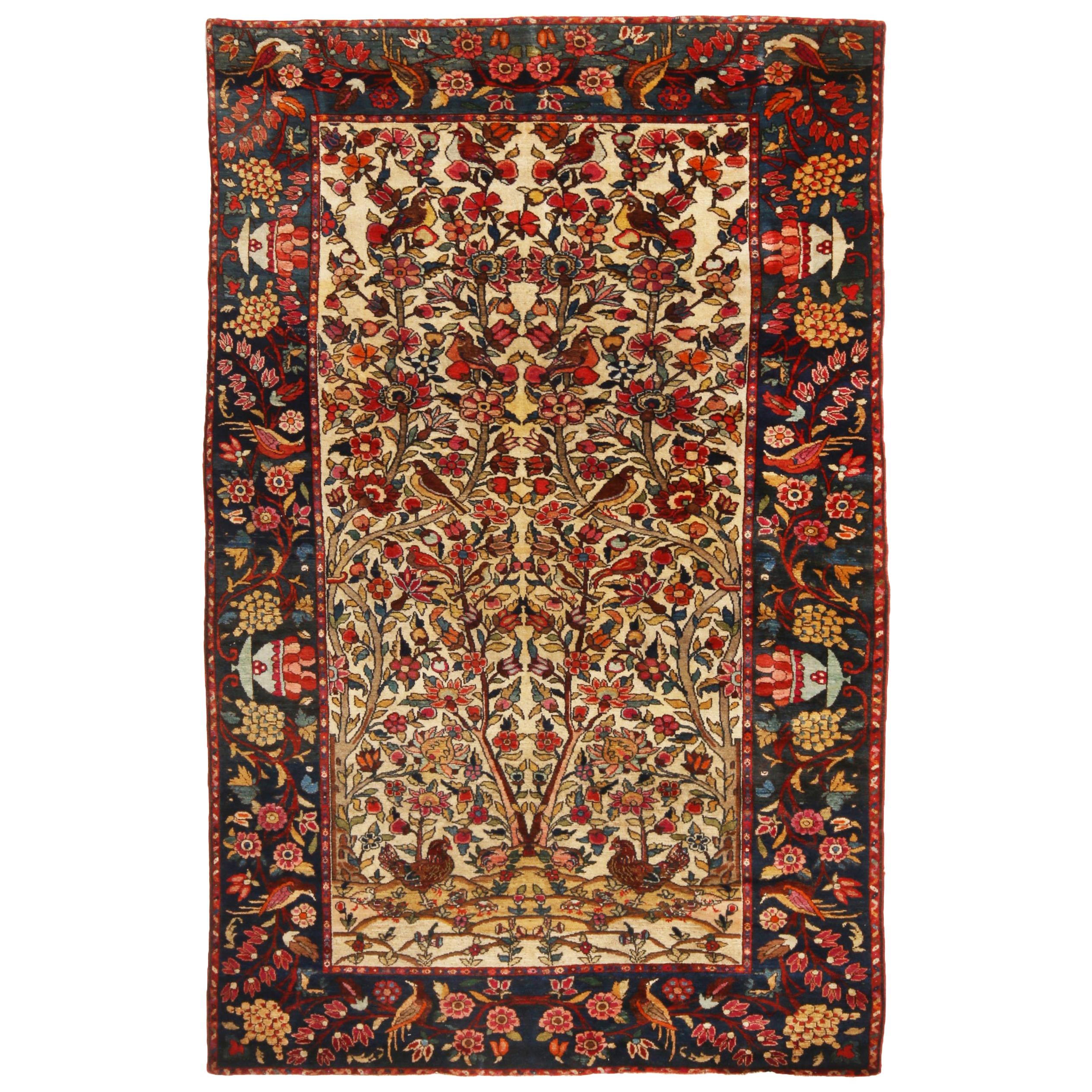 Antique Bakhtiari Traditional in Yellow and Green Floral Pattern by Rug & Kilim For Sale