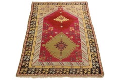 Antique Kirsehir Traditional in Red and Beige Geometric Pattern by Rug & Kilim