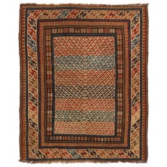 Tapis traditionnel Kuba ancien à motif géométrique rouge et beige par Rug & Kilim