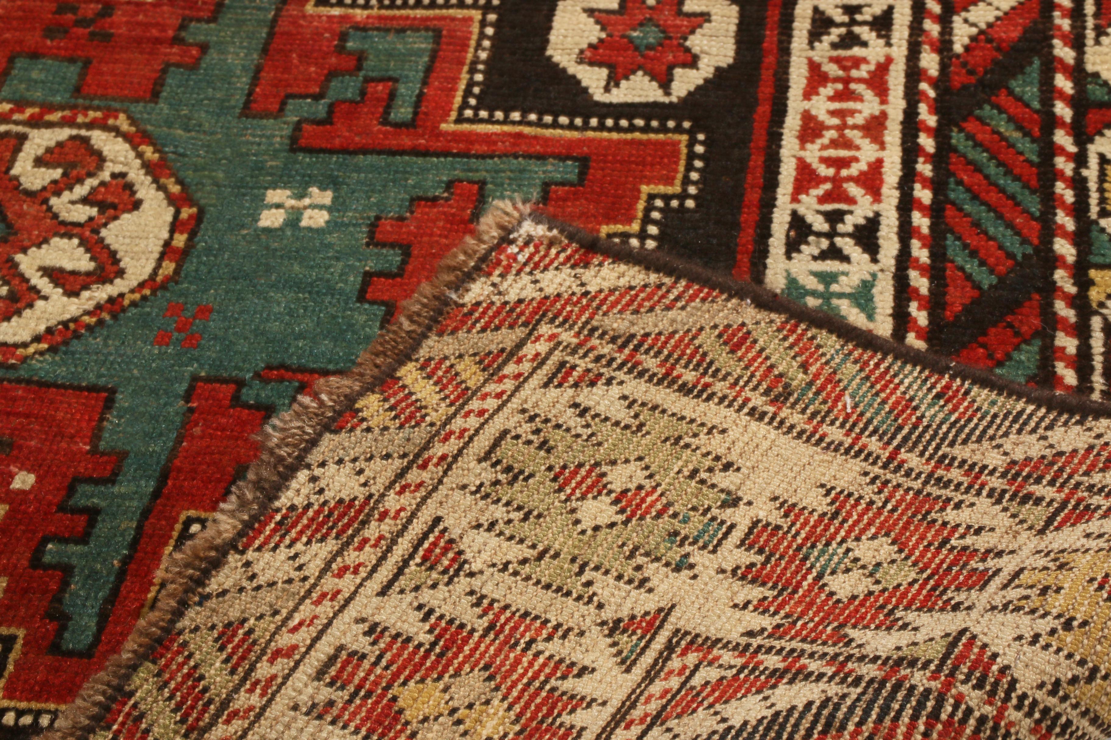 Early 20th Century Antique Lesgi Star Traditional Red and Beige Geometric Pattern by Rug & Kilim