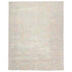 Rug & Kilim’s Antique Oushak Style Rug in Gray, Blue & Gold Patterns