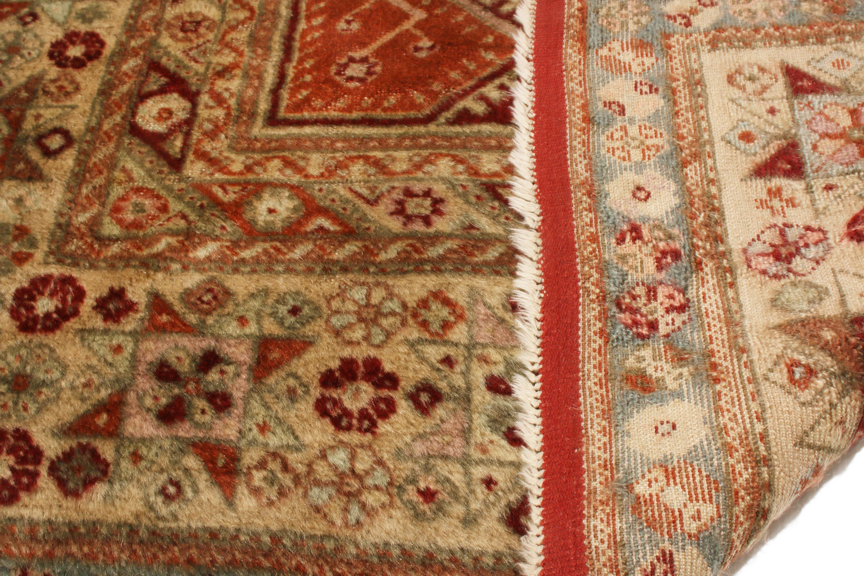Early 20th Century Antique Oushak Traditional Beige and Red in Geometric Pattern by Rug & Kilim For Sale