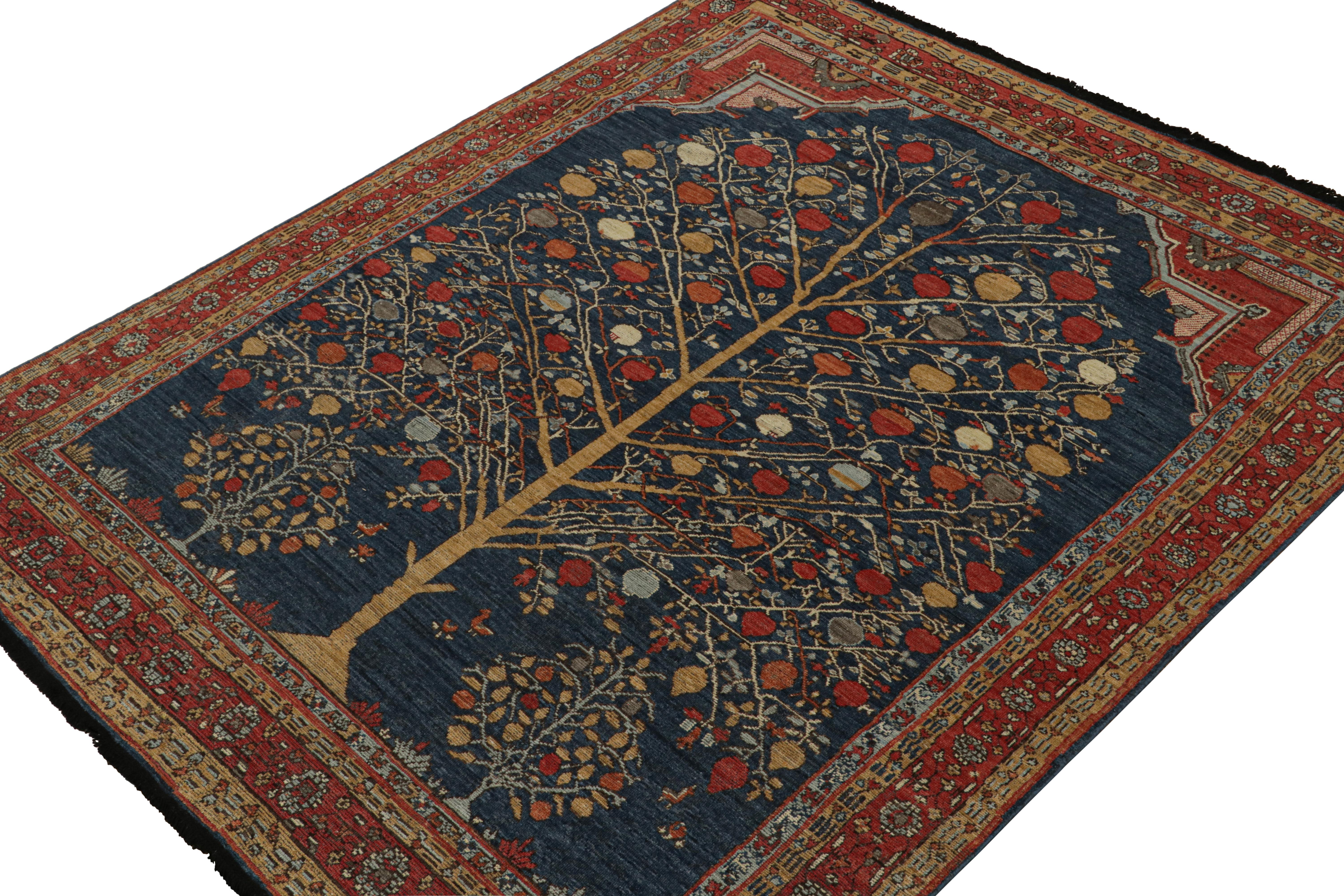 Indian Rug & Kilim’s Antique Persian Style Rug In Red, Blue & Gold Pictorials For Sale