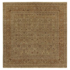 Rug & Kilim’s Antique Persian style Square rug in Beige-Brown Floral Patterns