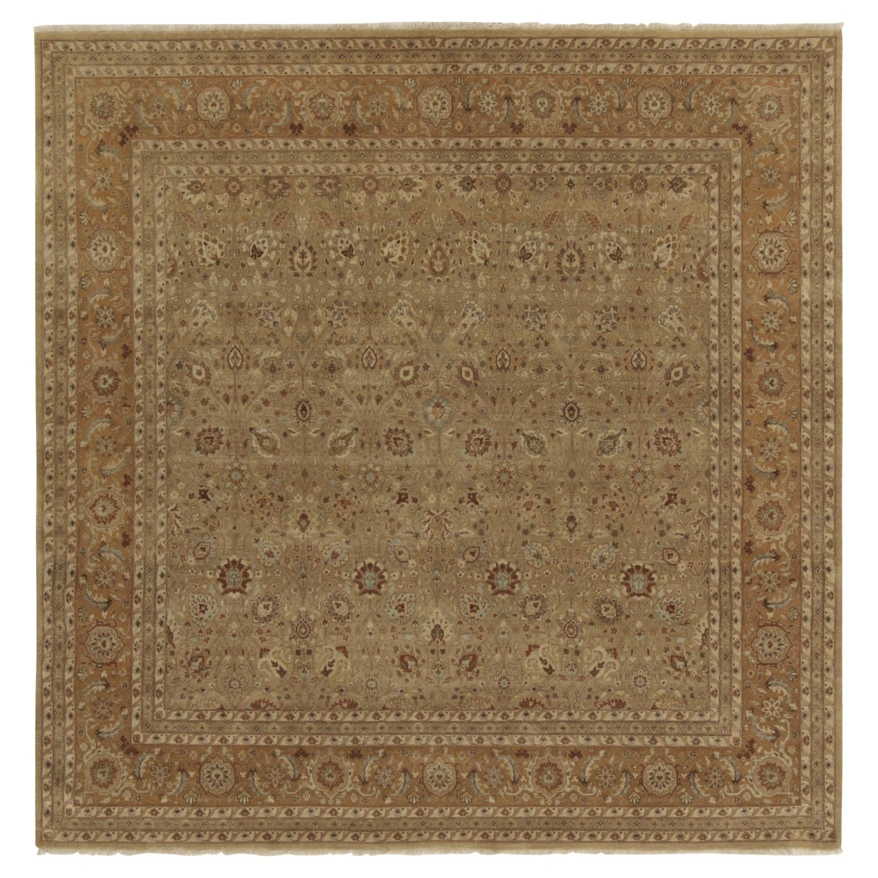 Tappeto antico in stile persiano Rug & Kilim con motivi floreali beige-marrone in vendita