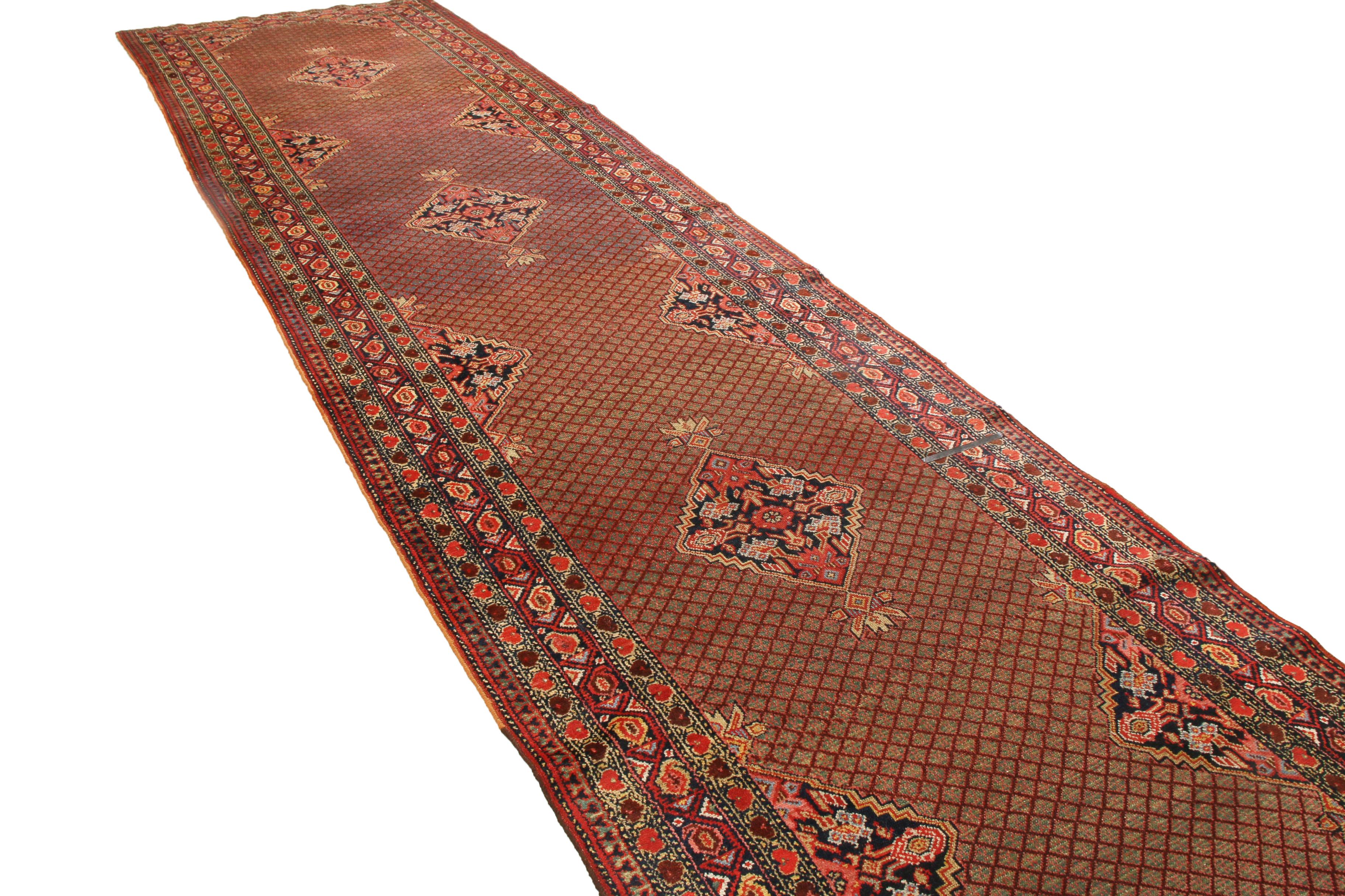 Antique Sarab Rug in Red Geometric Floral Pattern Persian Runner by Rug & Kilim In Good Condition For Sale In Long Island City, NY