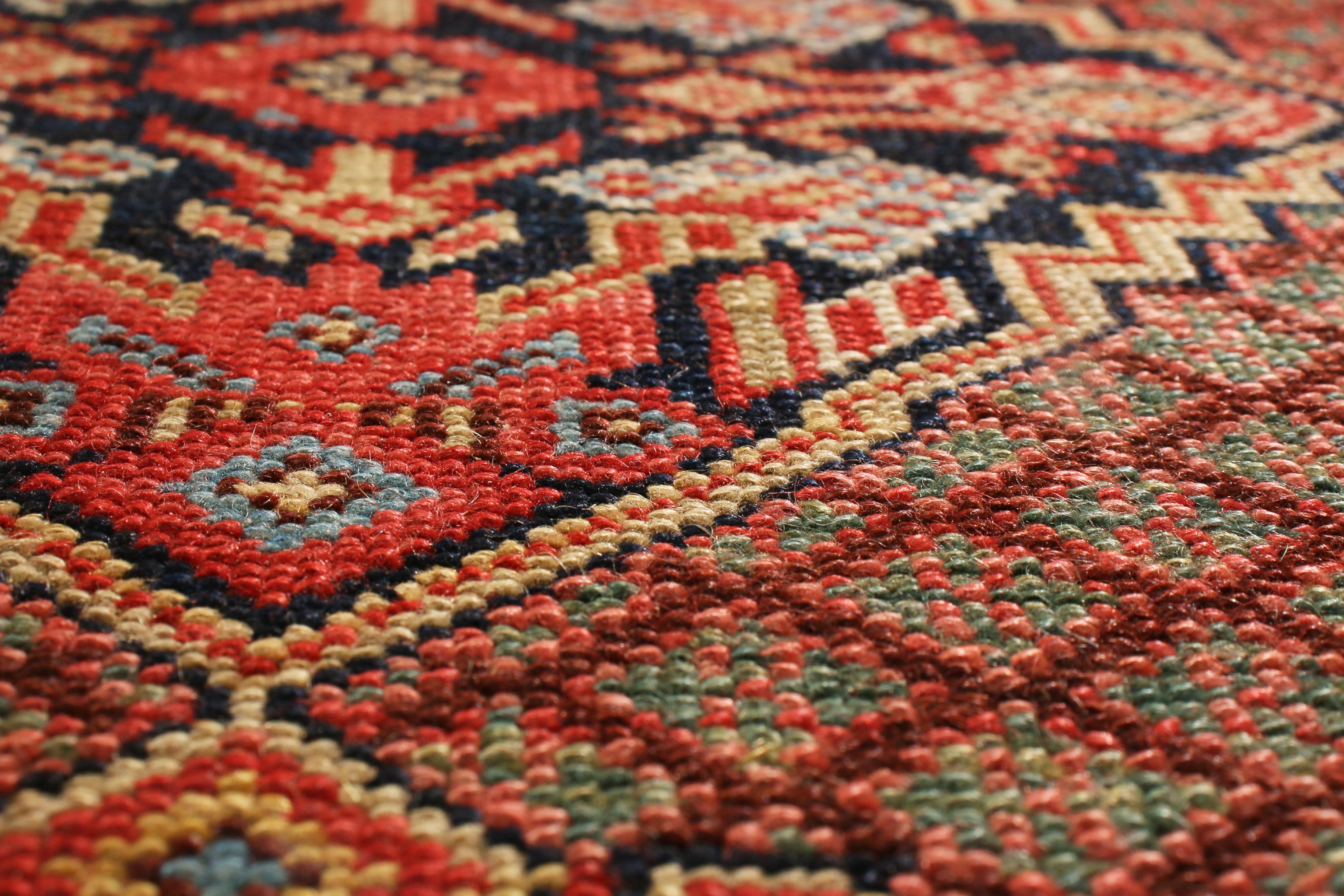 Late 19th Century Antique Sarab Rug in Red Geometric Floral Pattern Persian Runner by Rug & Kilim For Sale