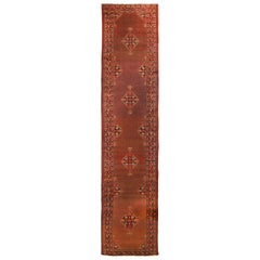 Antiker antiker Sarab-Teppich mit rotem geometrischem Blumenmuster, persischer Läufer von Teppich & Kelim