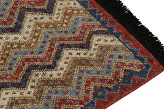Rug & Kilim’s Antique Tribal Style Rug in Red, Blue and Beige-Brown Chevrons
