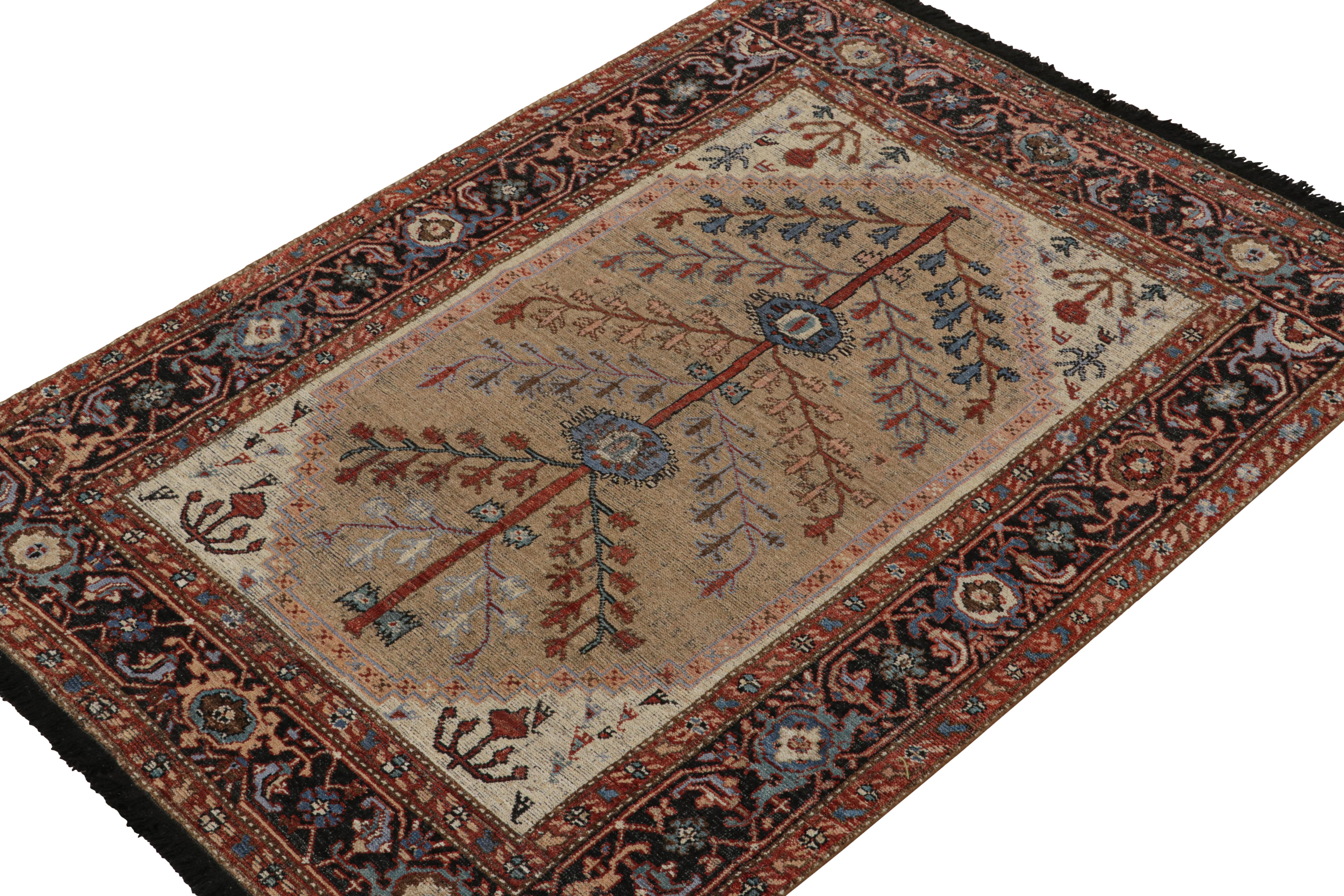 This 5x7 rug is a grand new entry to Rug & Kilim’s custom classics Burano collection. Hand-knotted in wool.

On the design

This rug is inspired by antique Persian tribal rugs & the tree of life pattern in rich colors of red, blue & brown. 

A cozy