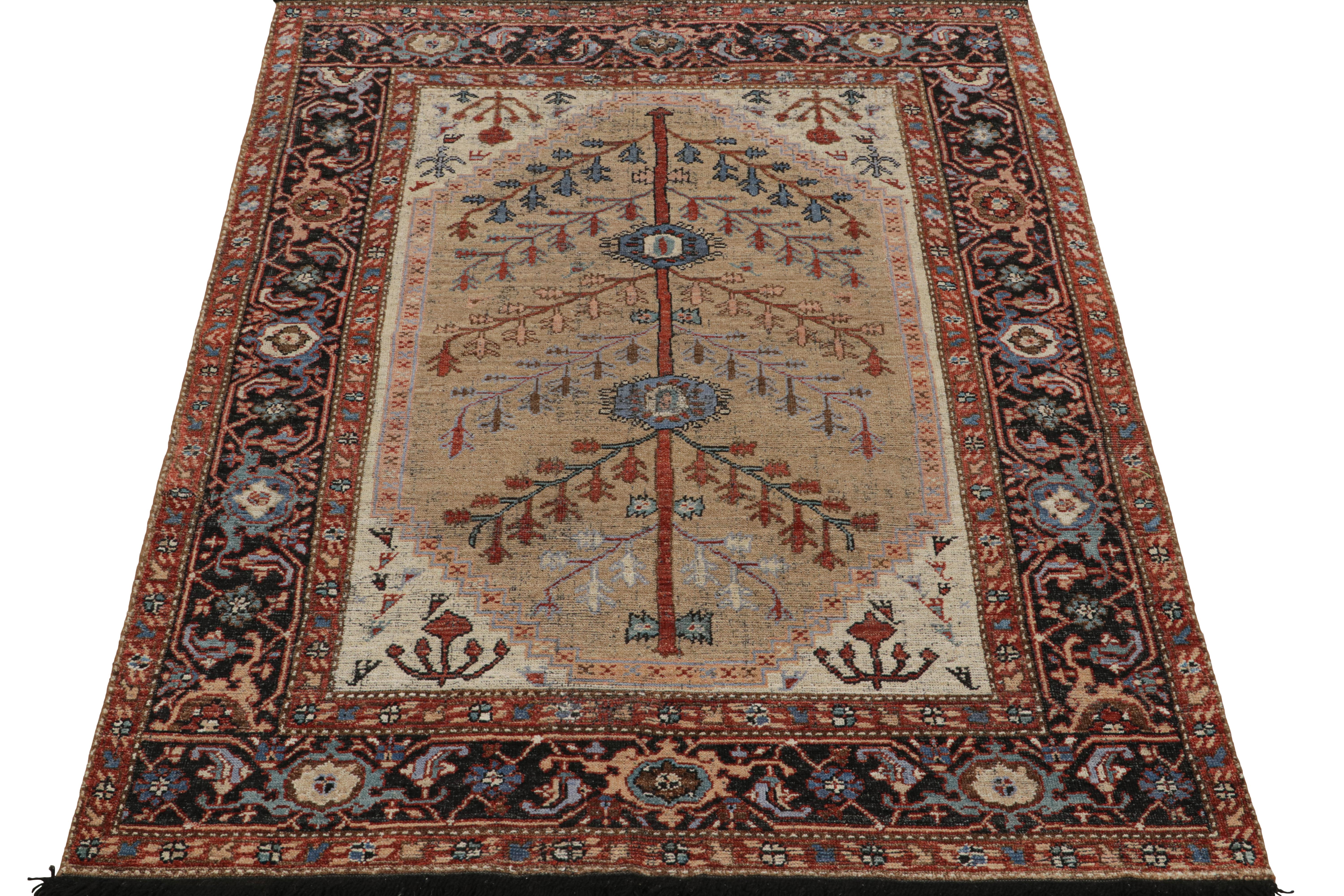 Indian Rug & Kilim’s Antique Tribal Style rug in Red, Blue & Brown Patterns For Sale