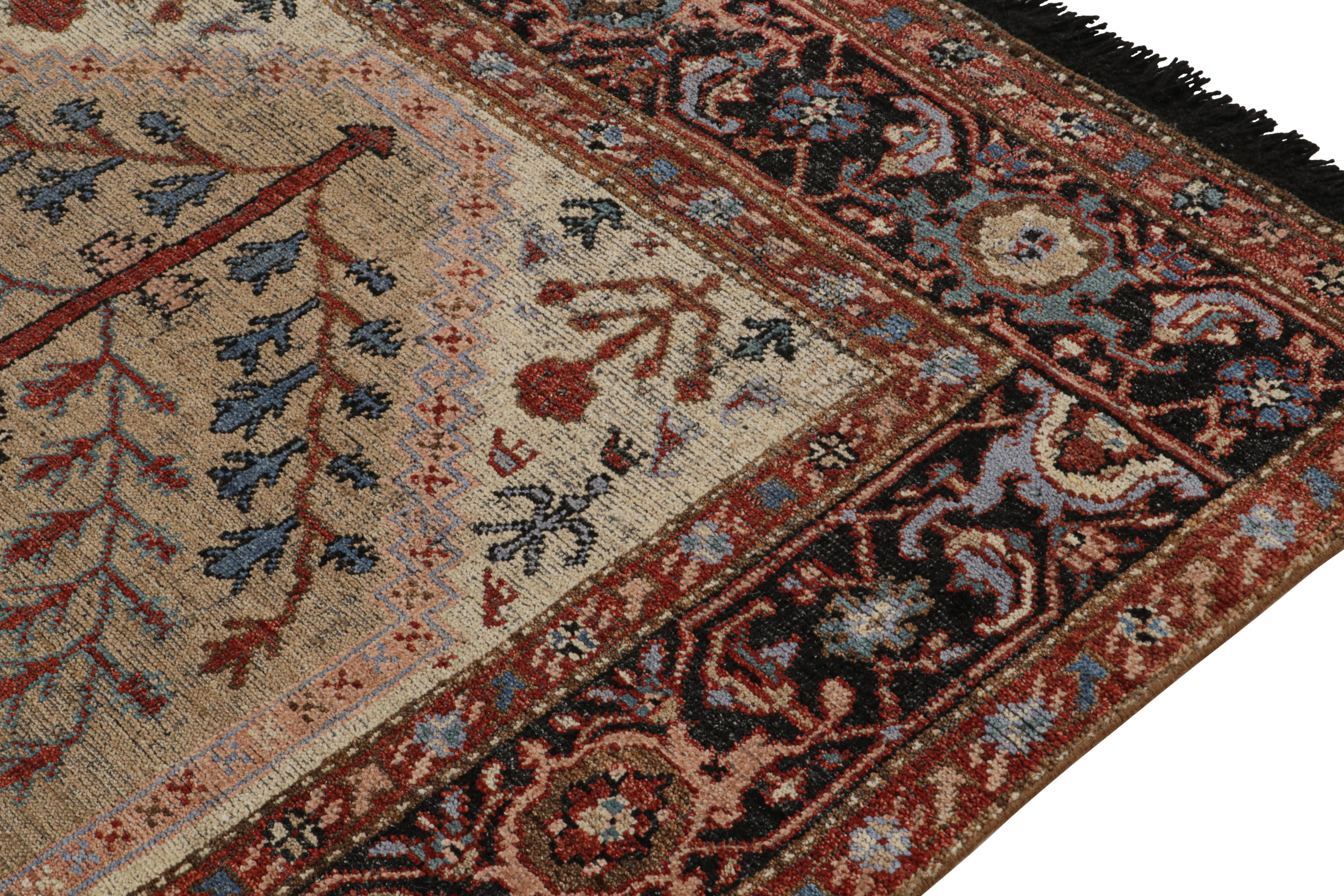 Rug & Kilim’s Antique Tribal Style rug in Red, Blue & Brown Patterns In New Condition For Sale In Long Island City, NY
