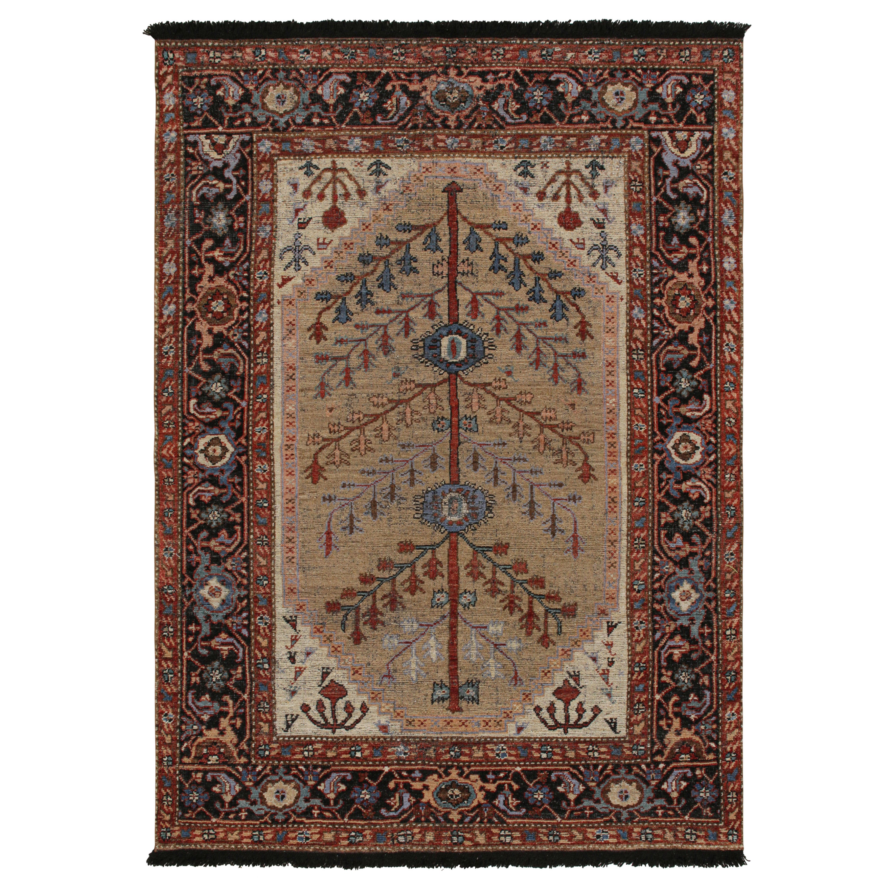Tappeto antico in stile tribale di Rug & Kilim con motivi rossi, blu e marroni