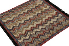 Rug & Kilim’s Antique Tribal Style rug in Red, Blue, Brown & White Patterns