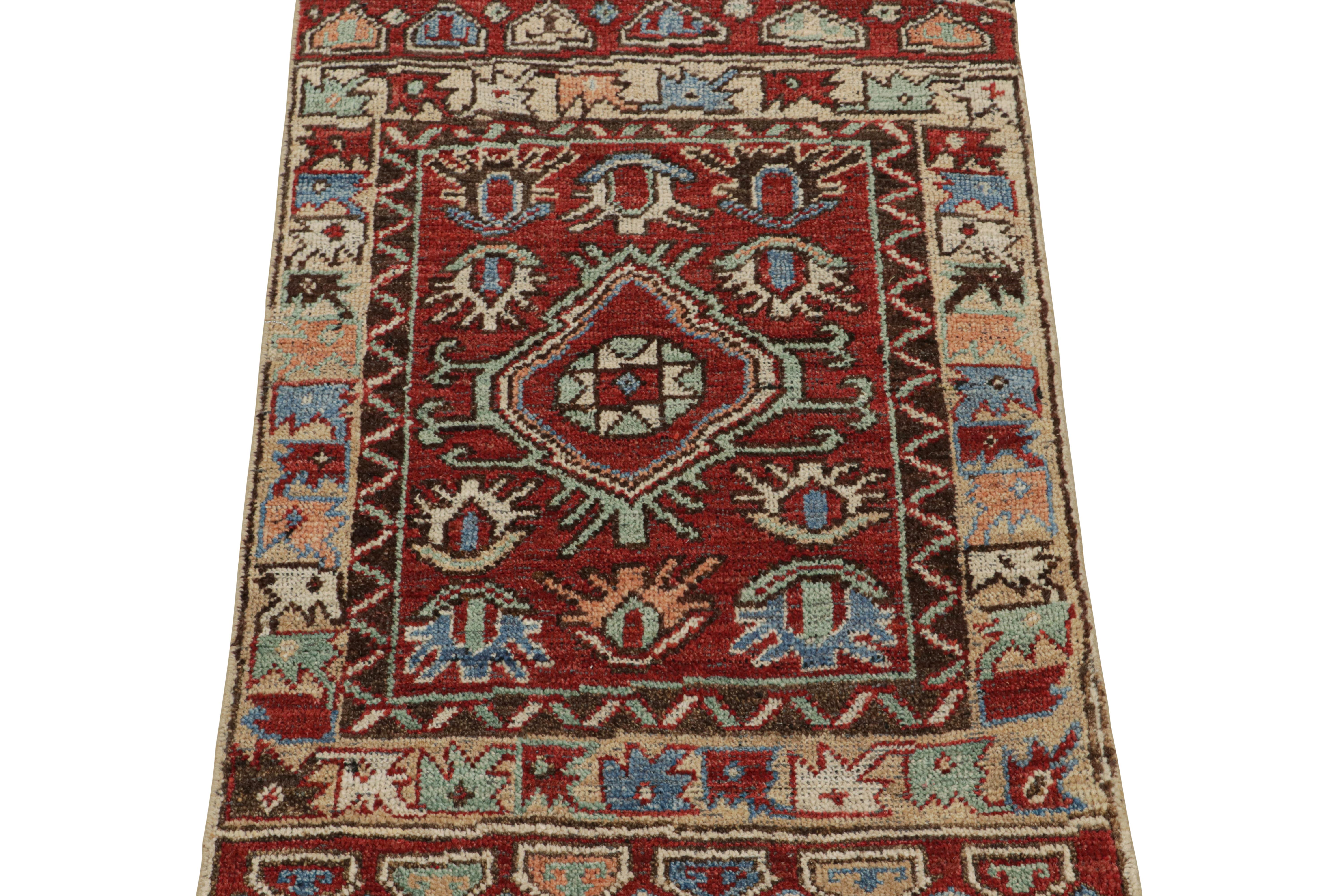 Indian Rug & Kilim’s Antique Tribal Style Rug in Red, Blue, Green & Black Patterns For Sale
