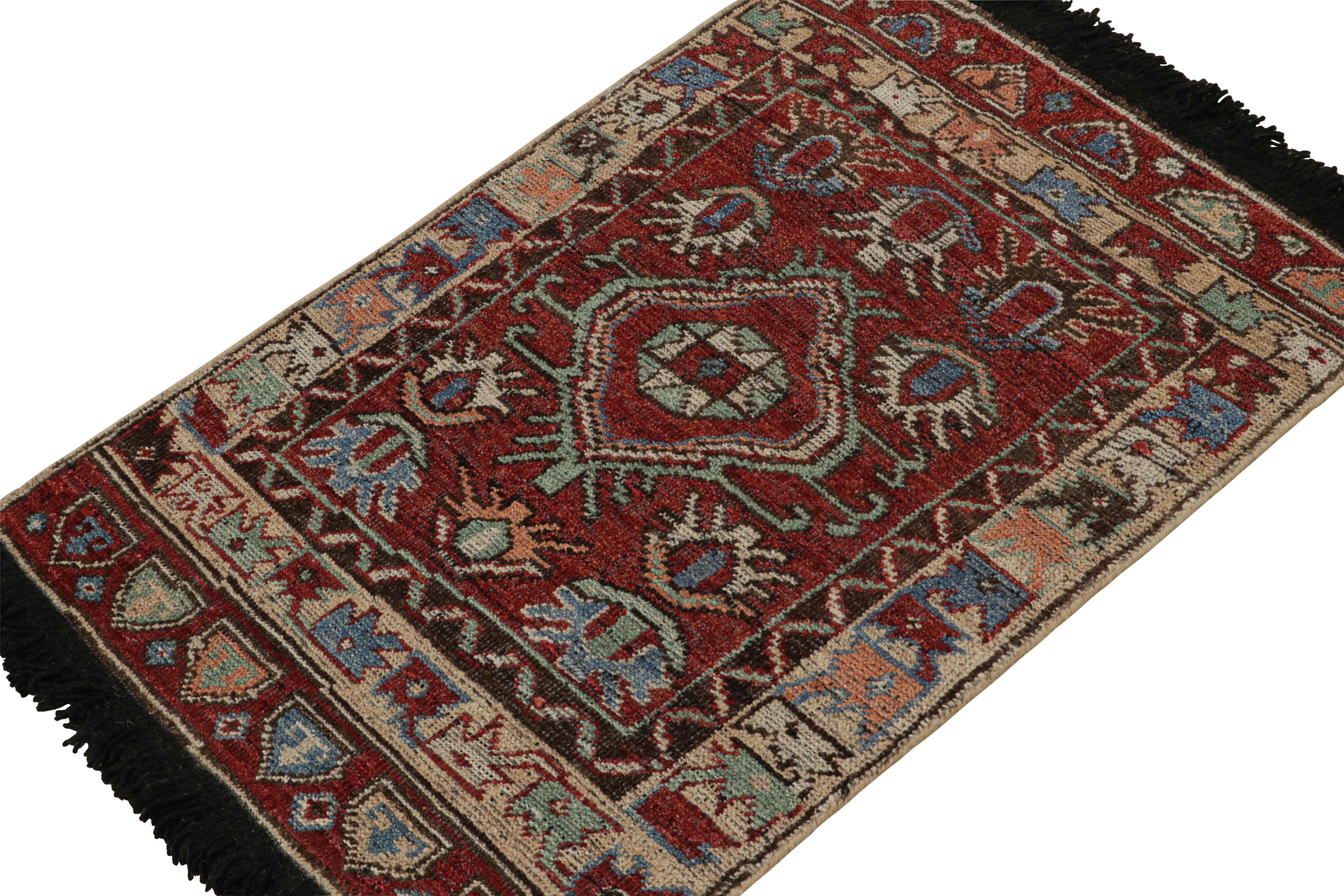 Indian Rug & Kilim’s Antique Tribal Style Rug in Red, Blue, Green & Black Patterns For Sale
