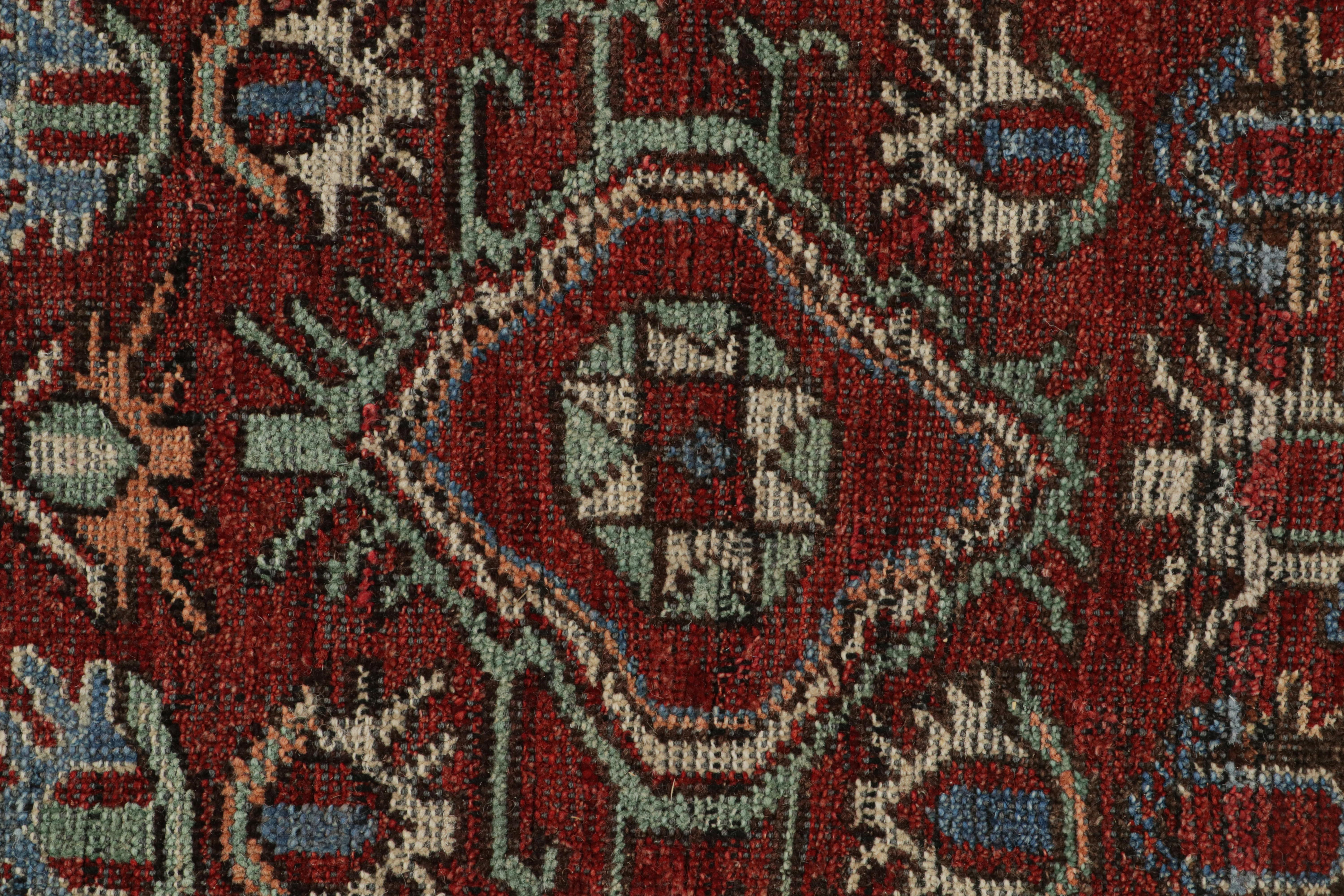 Contemporary Rug & Kilim’s Antique Tribal Style Rug in Red, Blue, Green & Black Patterns For Sale