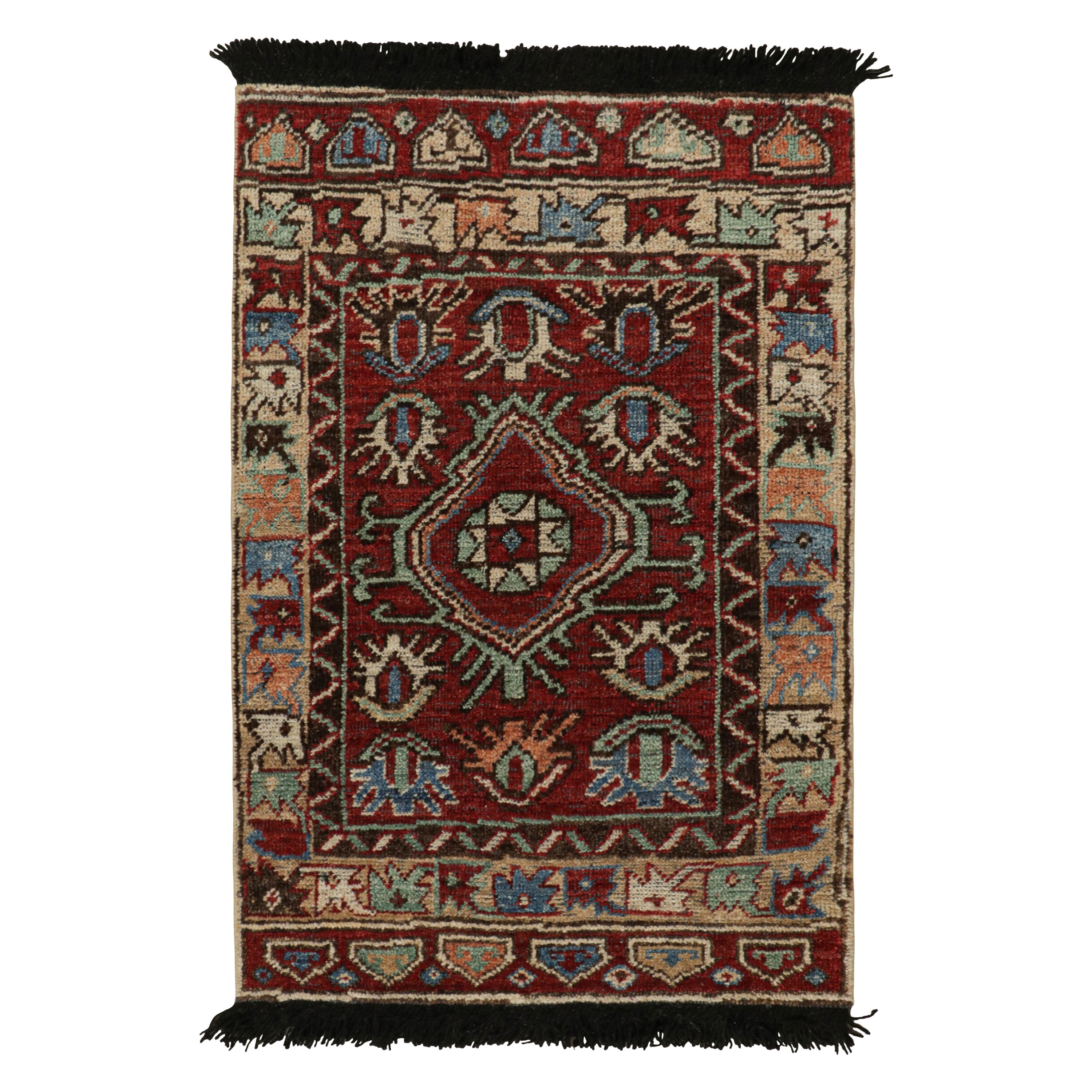 Rug & Kilim’s Antique Tribal Style Rug in Red with Geometric Patterns For Sale
