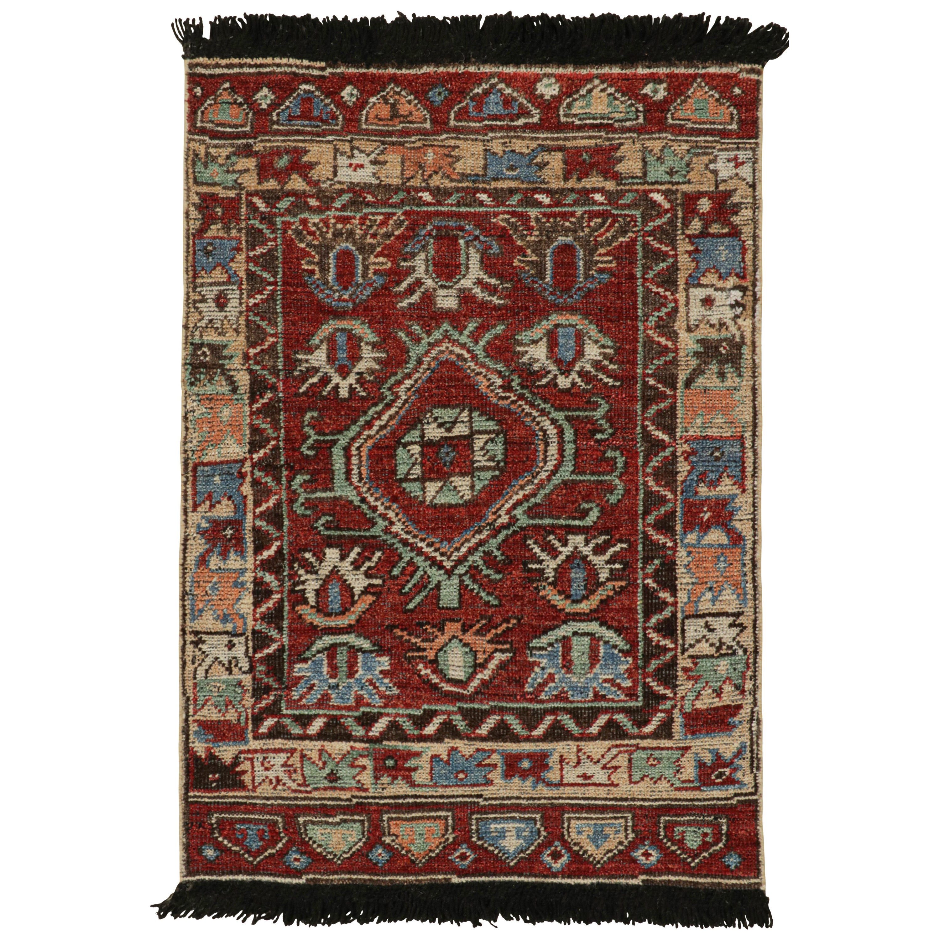 Rug & Kilim’s Antique Tribal Style rug in Red with Geometric Patterns For Sale