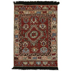 Rug & Kilim's Antiker Teppich im Stammesstil in Rot mit geometrischen Mustern