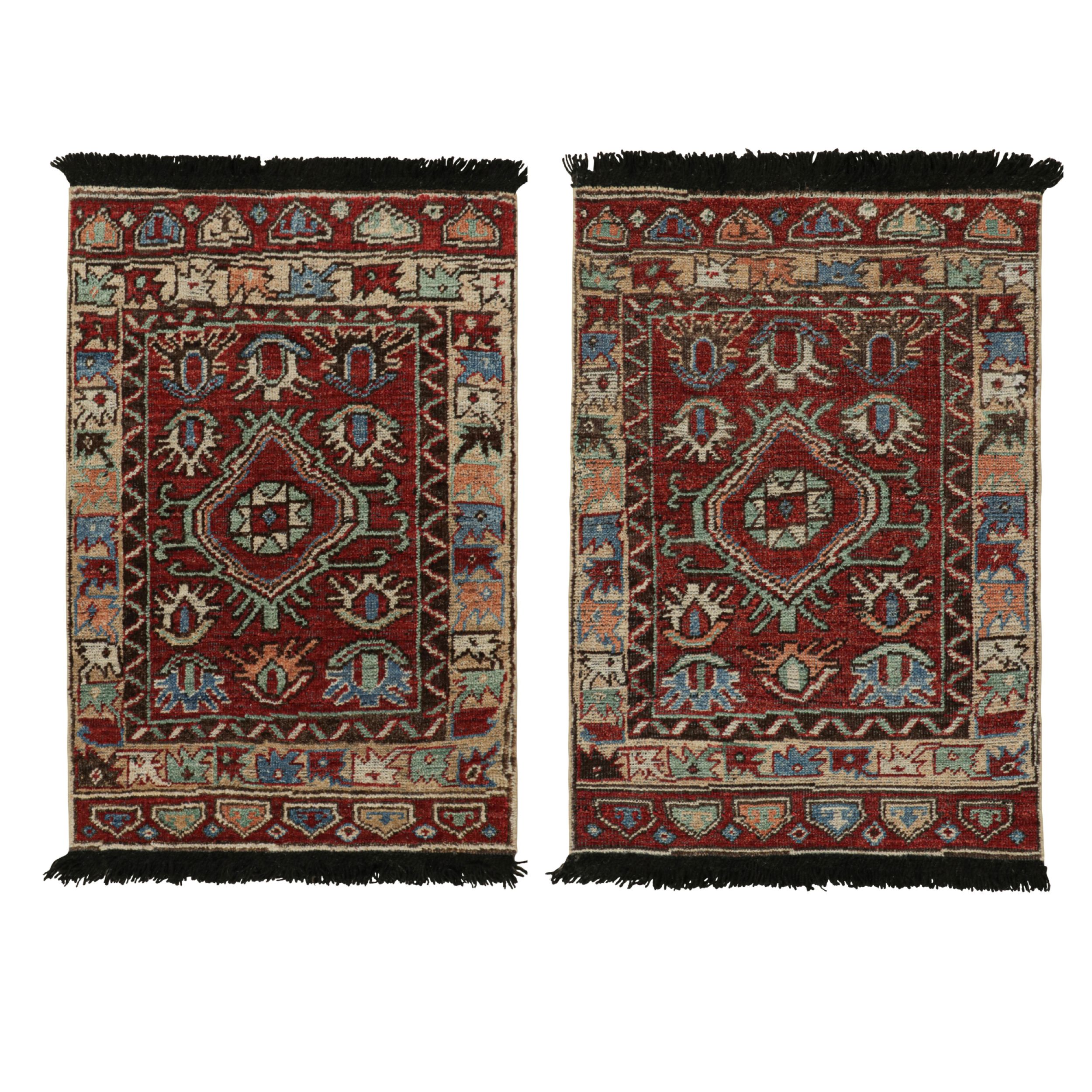 Rug & Kilim’s Antique Tribal Style Rug in Red with Geometric Patterns