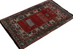 Rug & Kilim’s Antique Turkmen Style Rug in Red with Blue & Gold Tribal Patterns