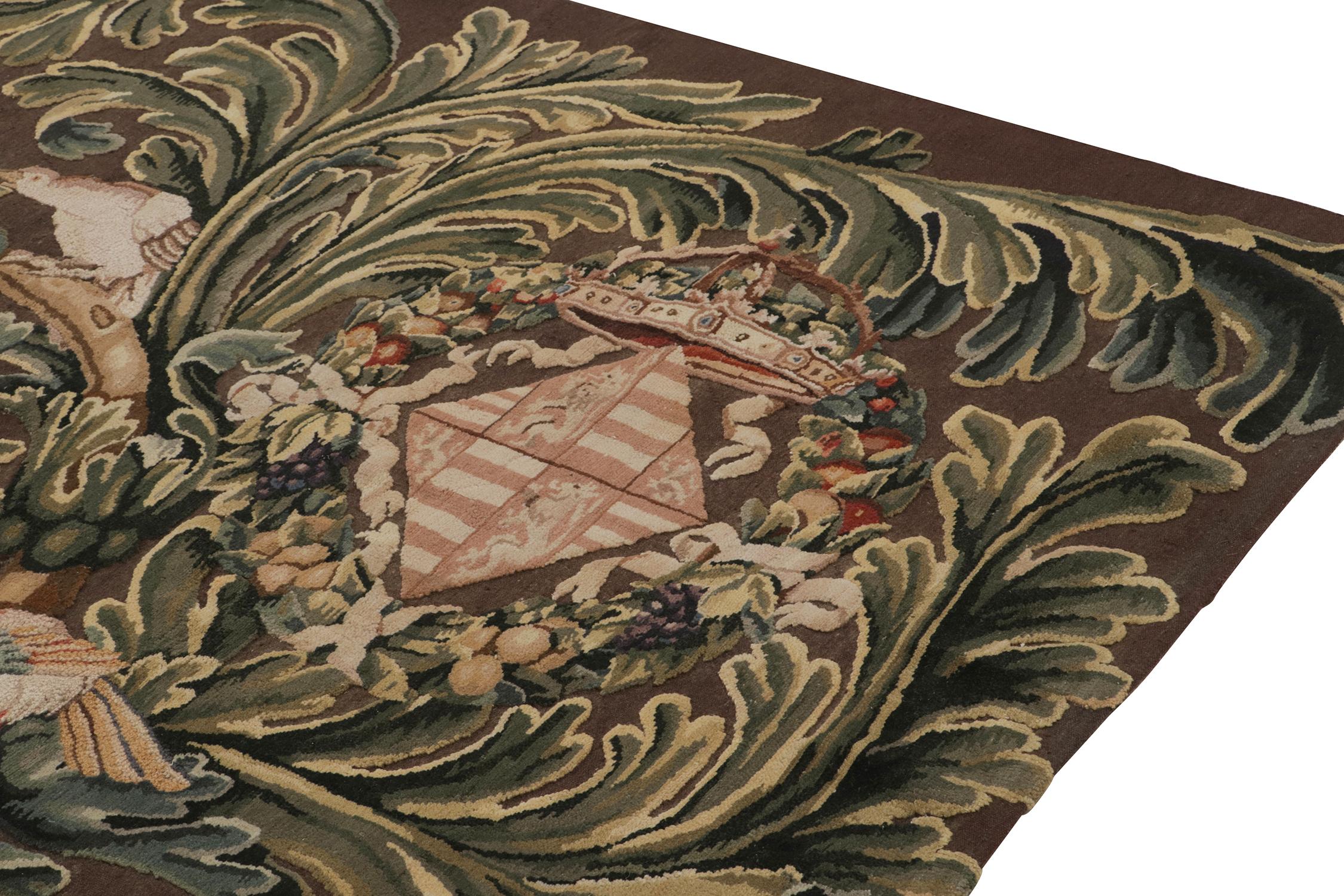 Rug & Kilim’s Armorial Tudor Style Kilim Rug in Black with Beige, Blue & Gold In New Condition For Sale In Long Island City, NY