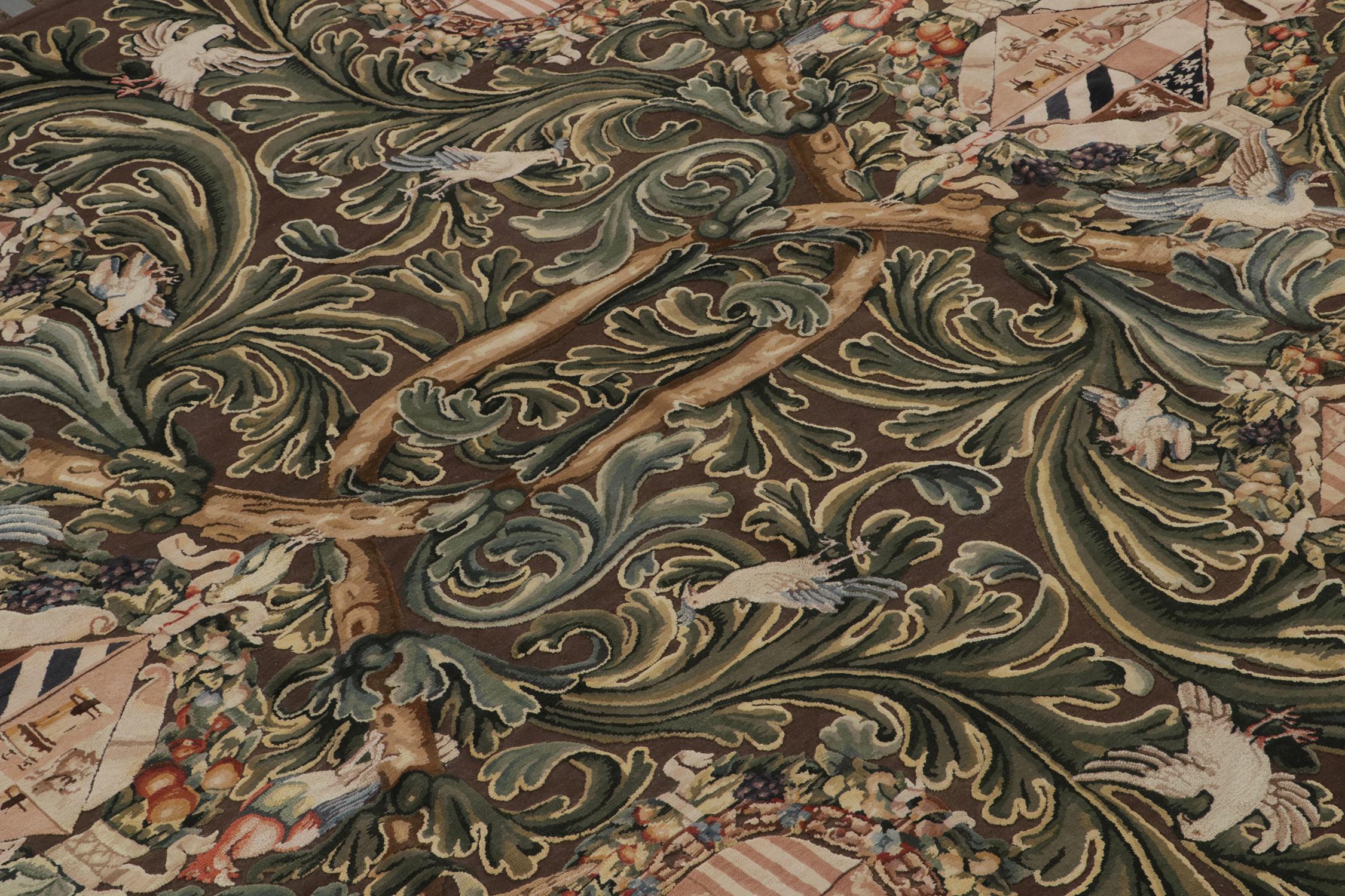 XXIe siècle et contemporain Rug & Kilim's Tapis Kilim de style Tudor en noir avec beige, bleu et or en vente