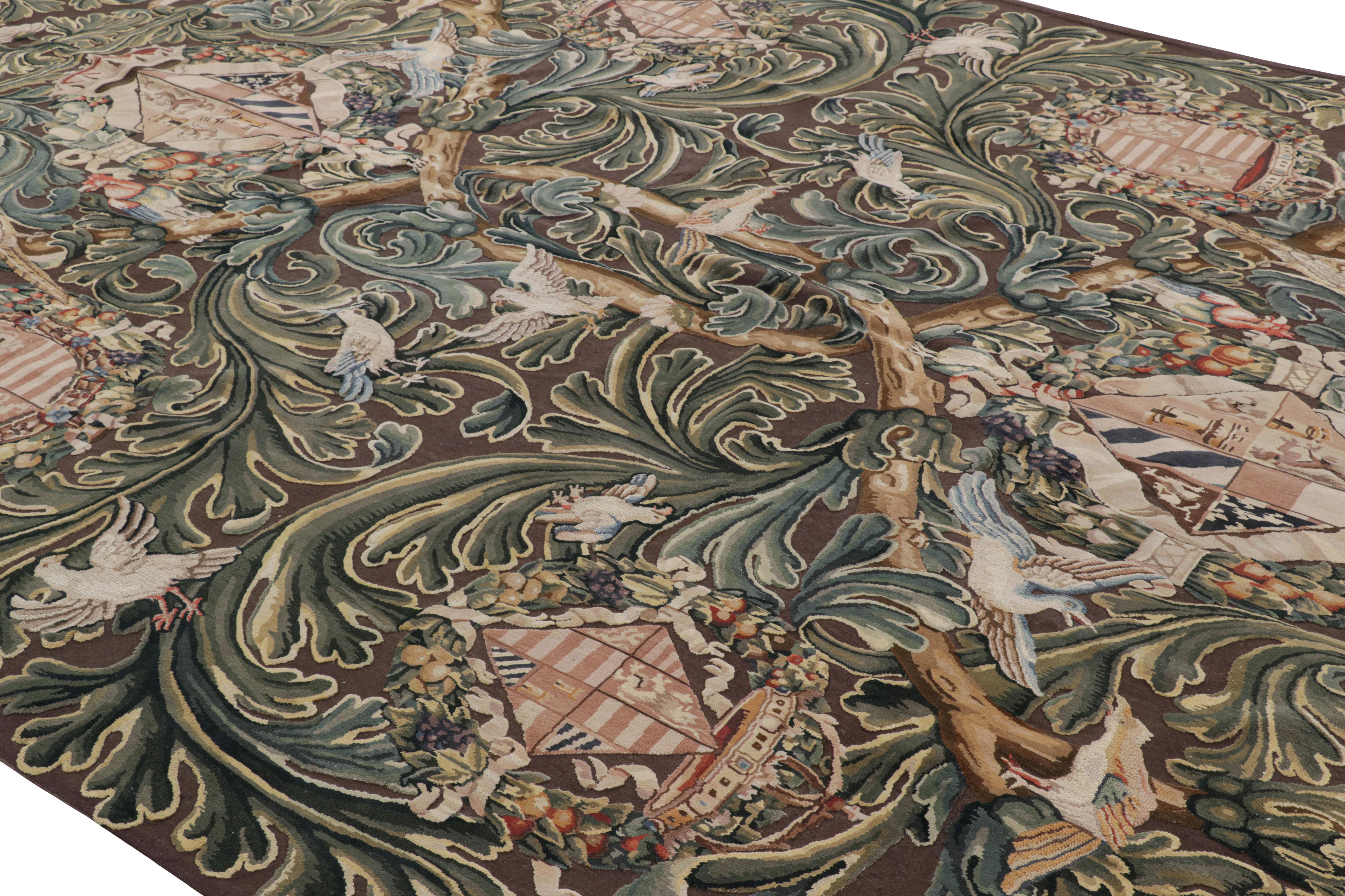 Handwoven in wool, this 9x14 contemporary rug is inspired by antique Tudor rugs and tapestries—-a new release from Rug & Kilim’s European collection.  

On the Design: 

Admirers of the craft may note this modern piece is inspired by Armorial