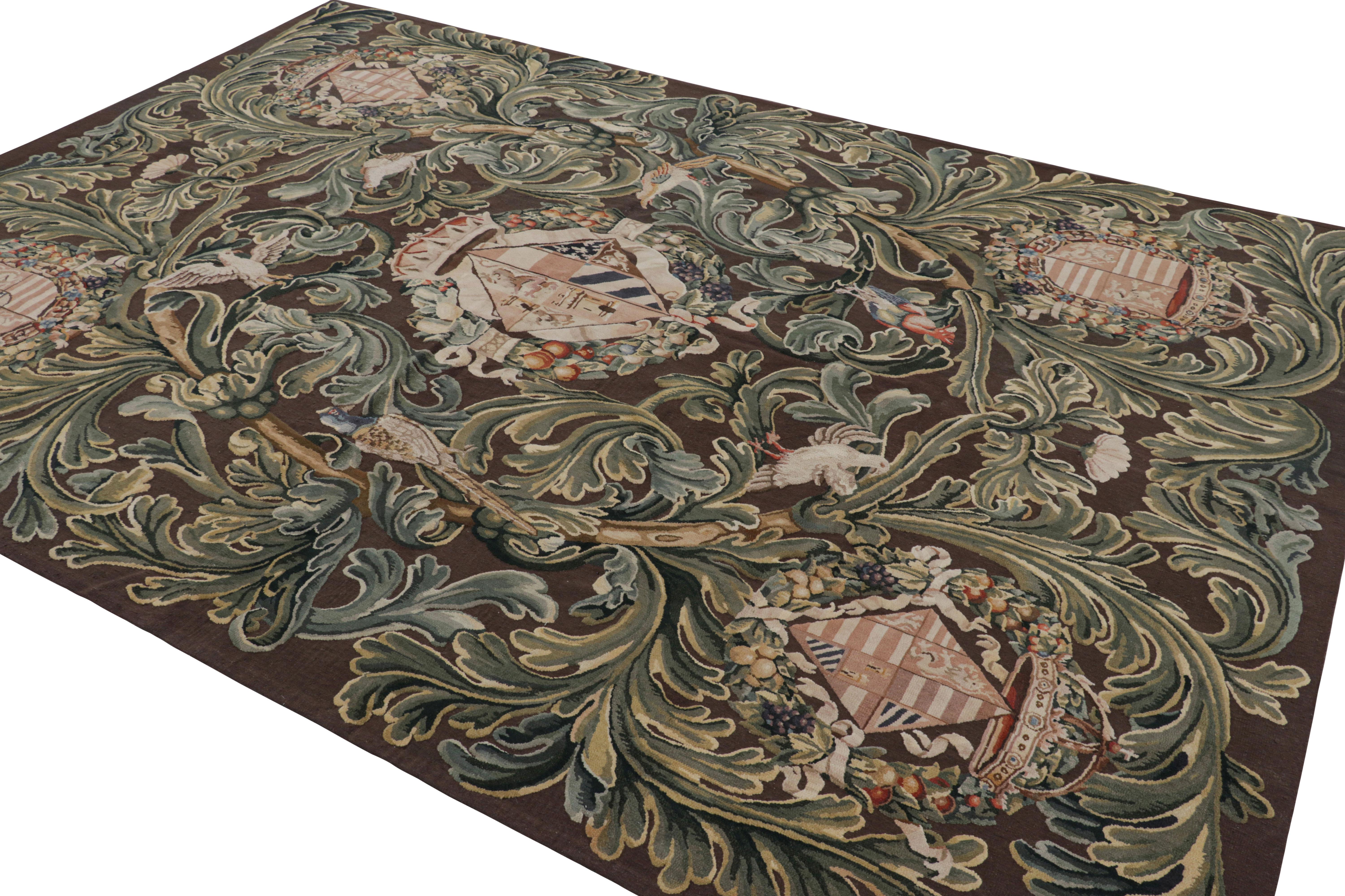 Rug & Kilim’s Armorial Tudor Style Rug in Black, with Beige, Blue and Gold Tones In New Condition For Sale In Long Island City, NY