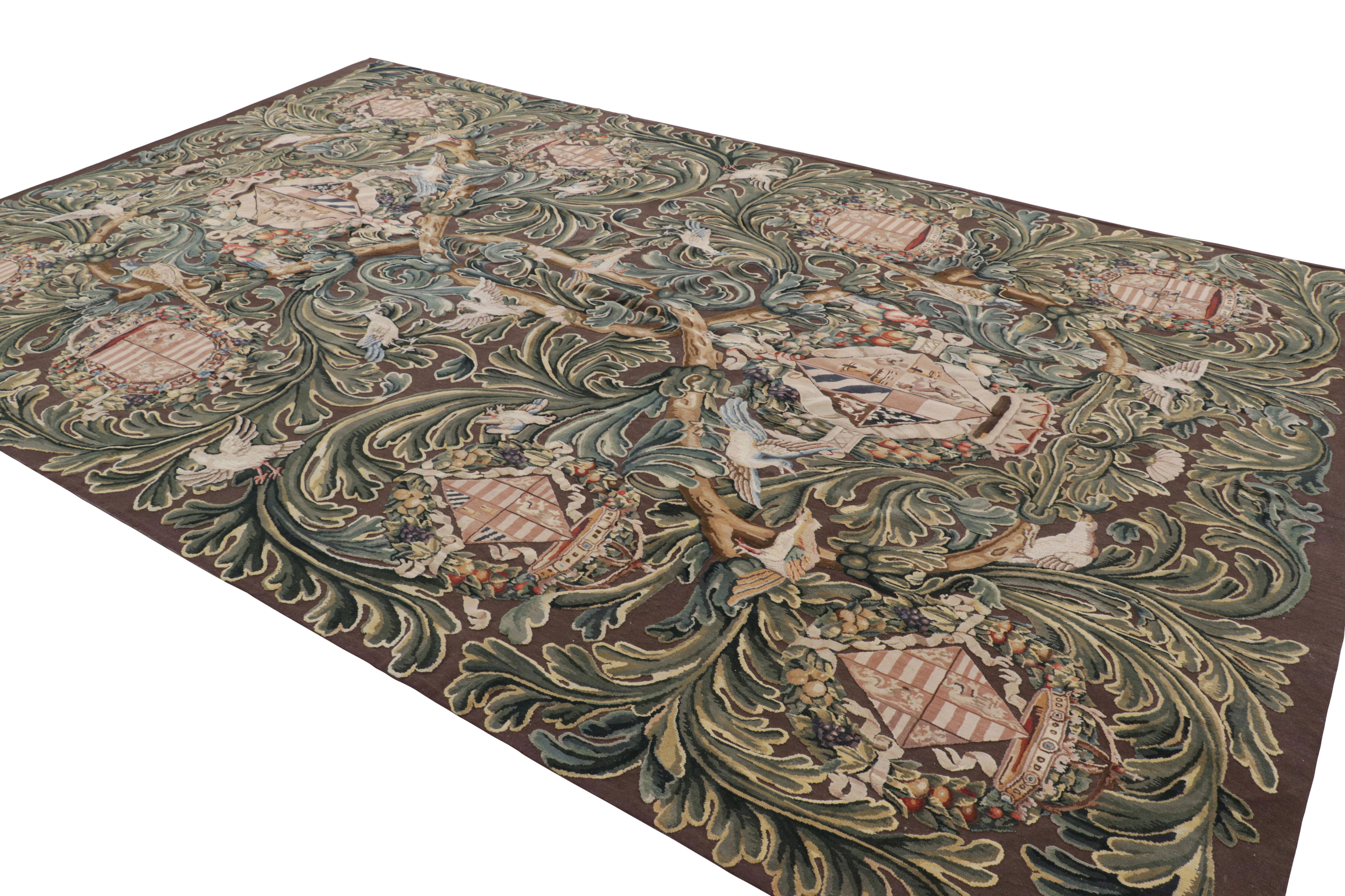 Rug & Kilim’s Armorial Tudor Style Rug in Black, with Beige, Blue and Gold Tones In New Condition For Sale In Long Island City, NY