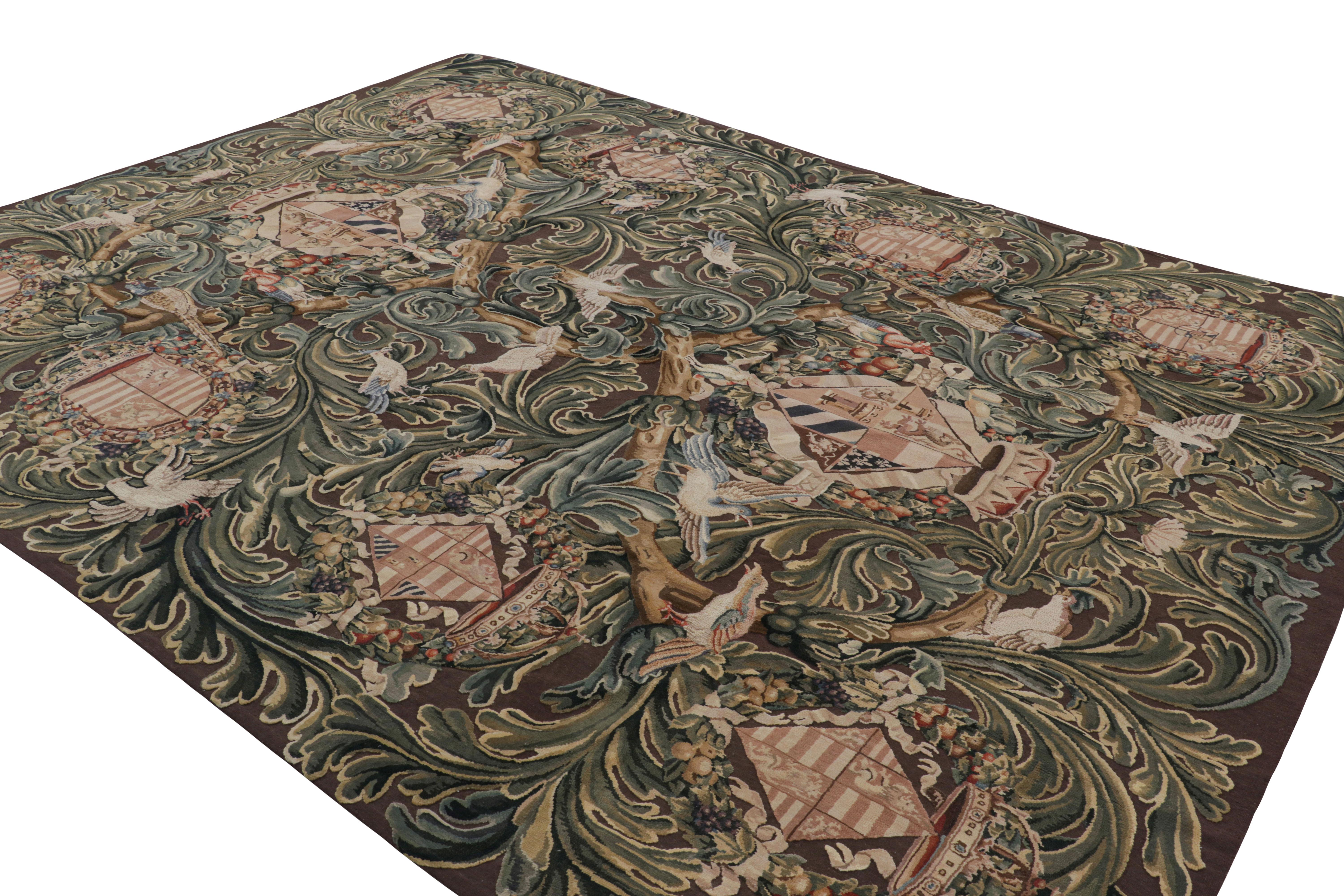 Rug & Kilim’s Armorial Tudor Style Rug in Black, with Beige, Blue and Gold Tones In New Condition For Sale In Long Island City, NY