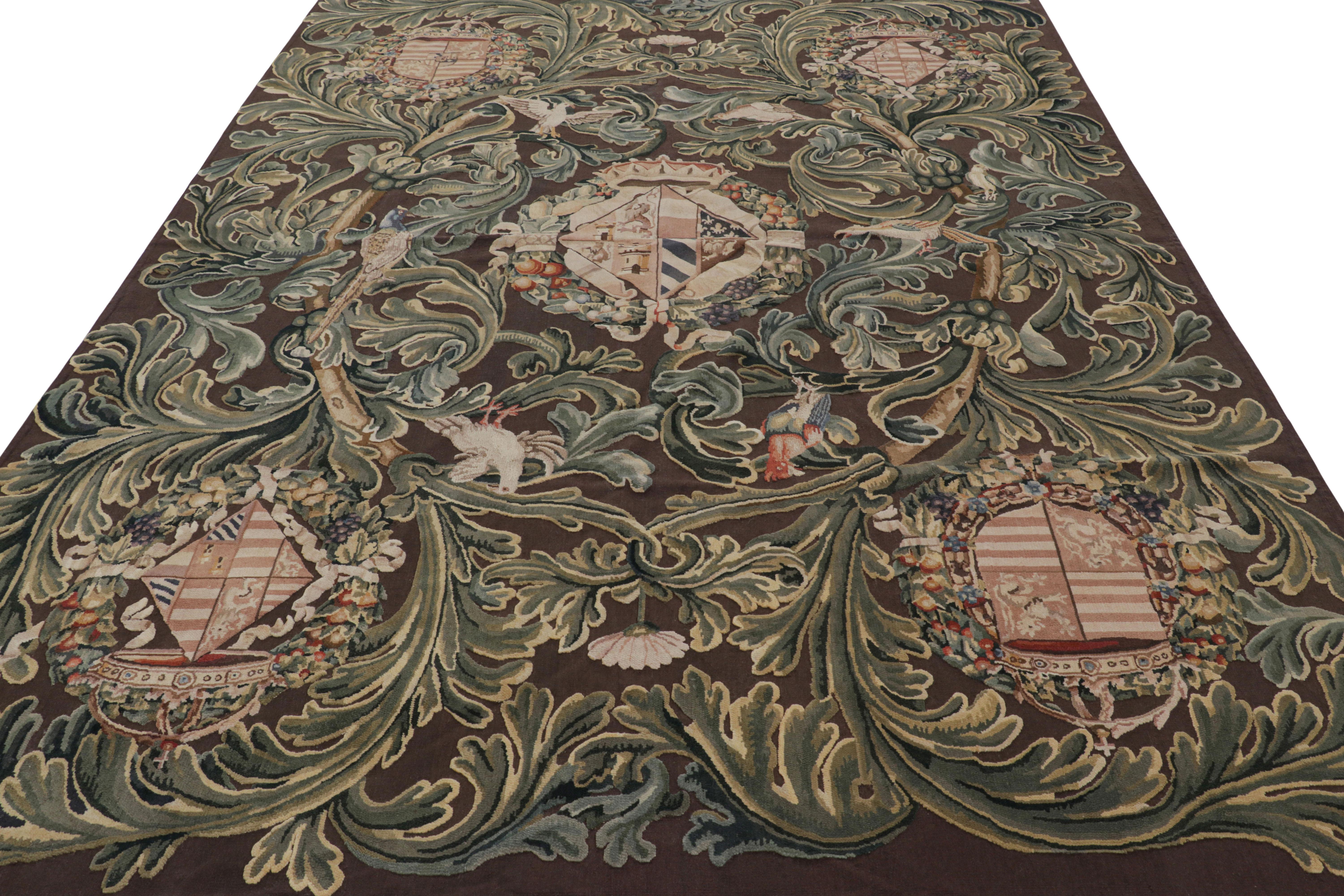 Rug & Kilim’s Armorial Tudor Style Rug in Black, with Beige, Blue and Gold Tones In New Condition For Sale In Long Island City, NY