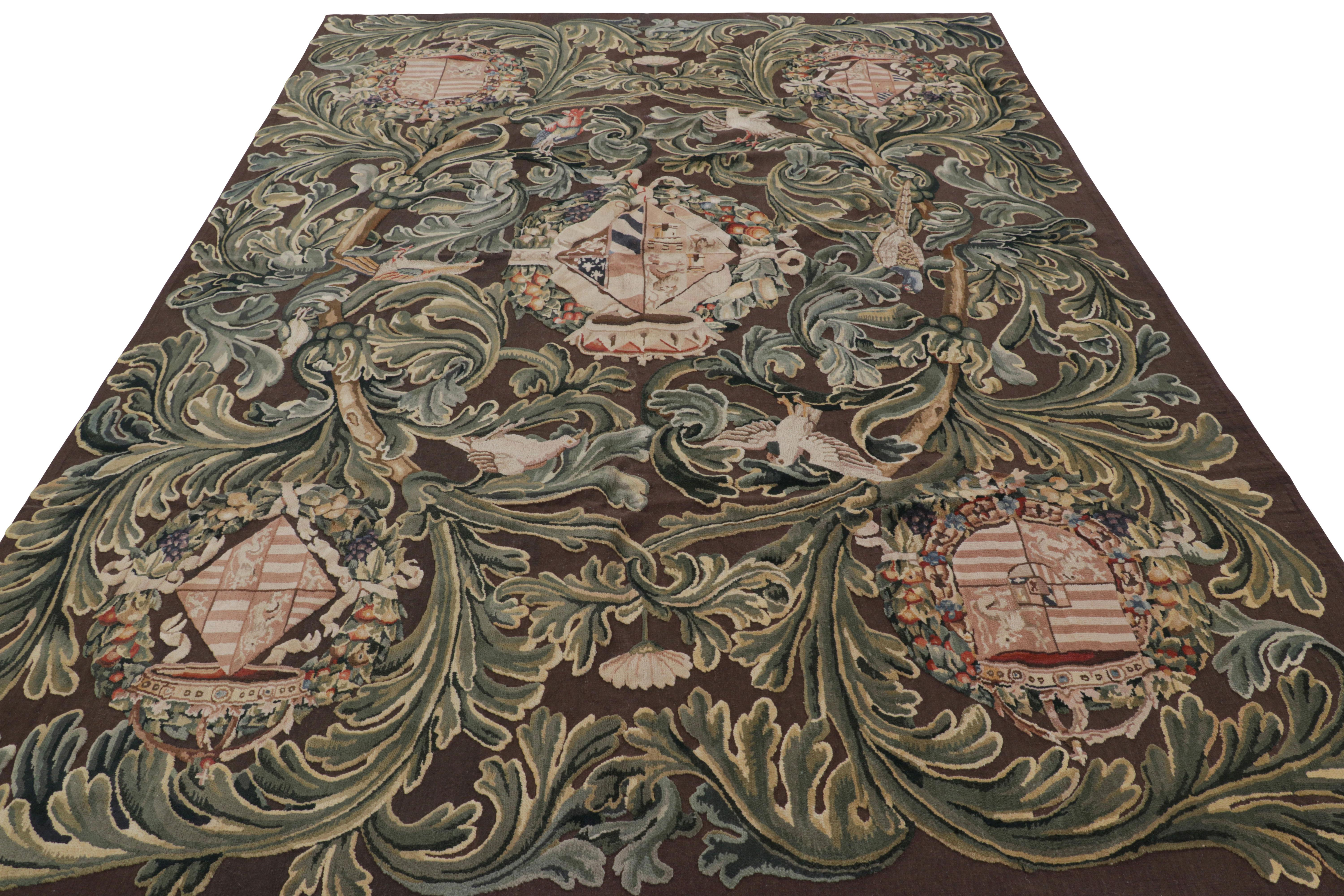 Rug & Kilim’s Armorial Tudor Style Rug in Black, with Beige, Blue and Gold Tones In New Condition For Sale In Long Island City, NY